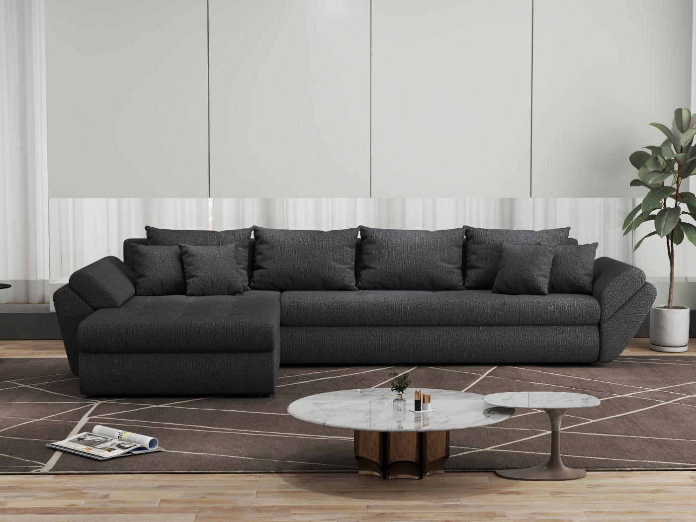 Colțar extensibil dumonde cu ladă de depozitare si sezut confortabil din spuma HR, Loana XL Enjoy Grafit 335x185 cm Fabrica
