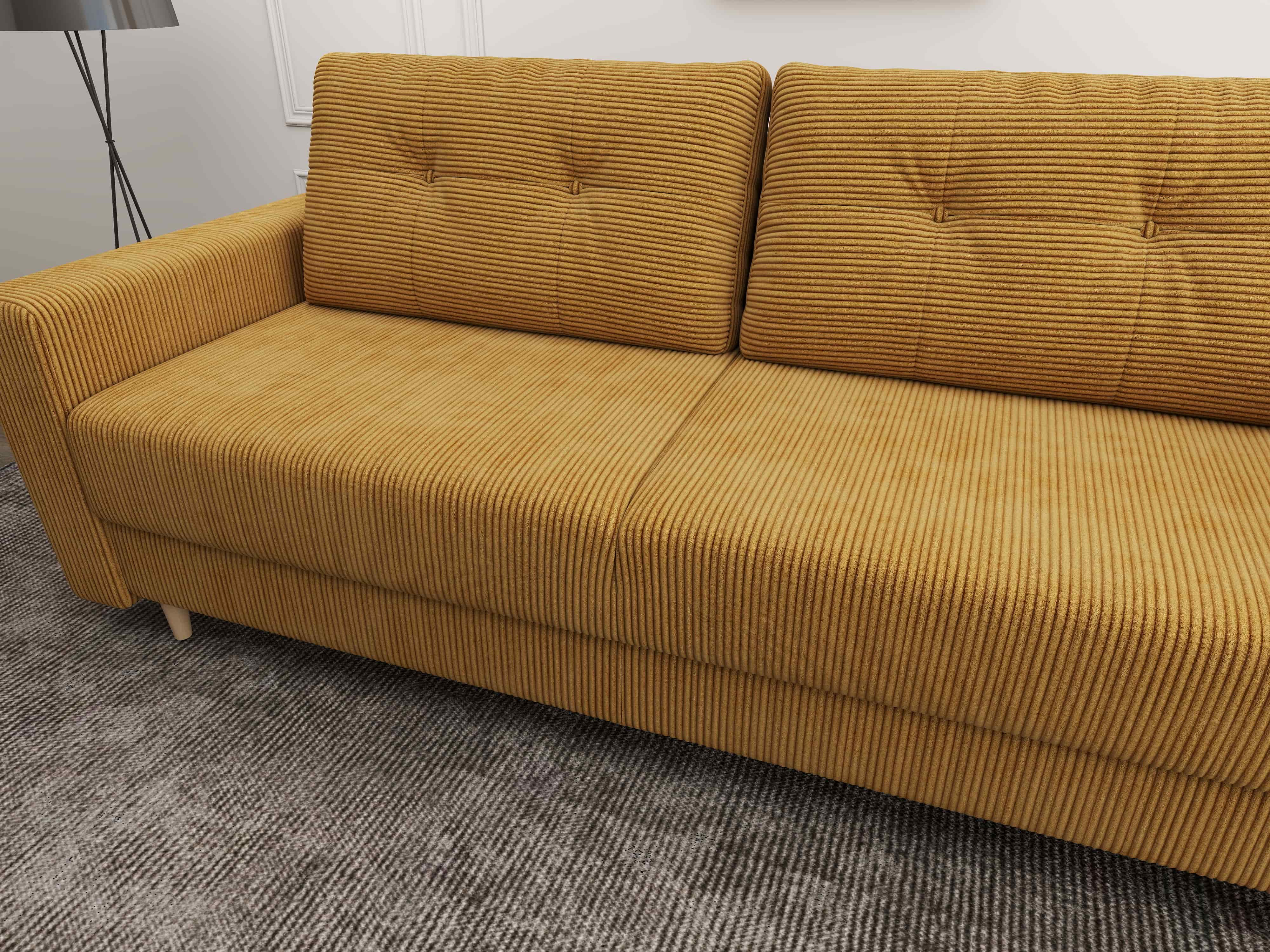 Canapea extensibilă dumonde cu ladă de depozitare si sezut confortabil din spuma HR, Summer Zoom Mustar 225x100 cm fabrica