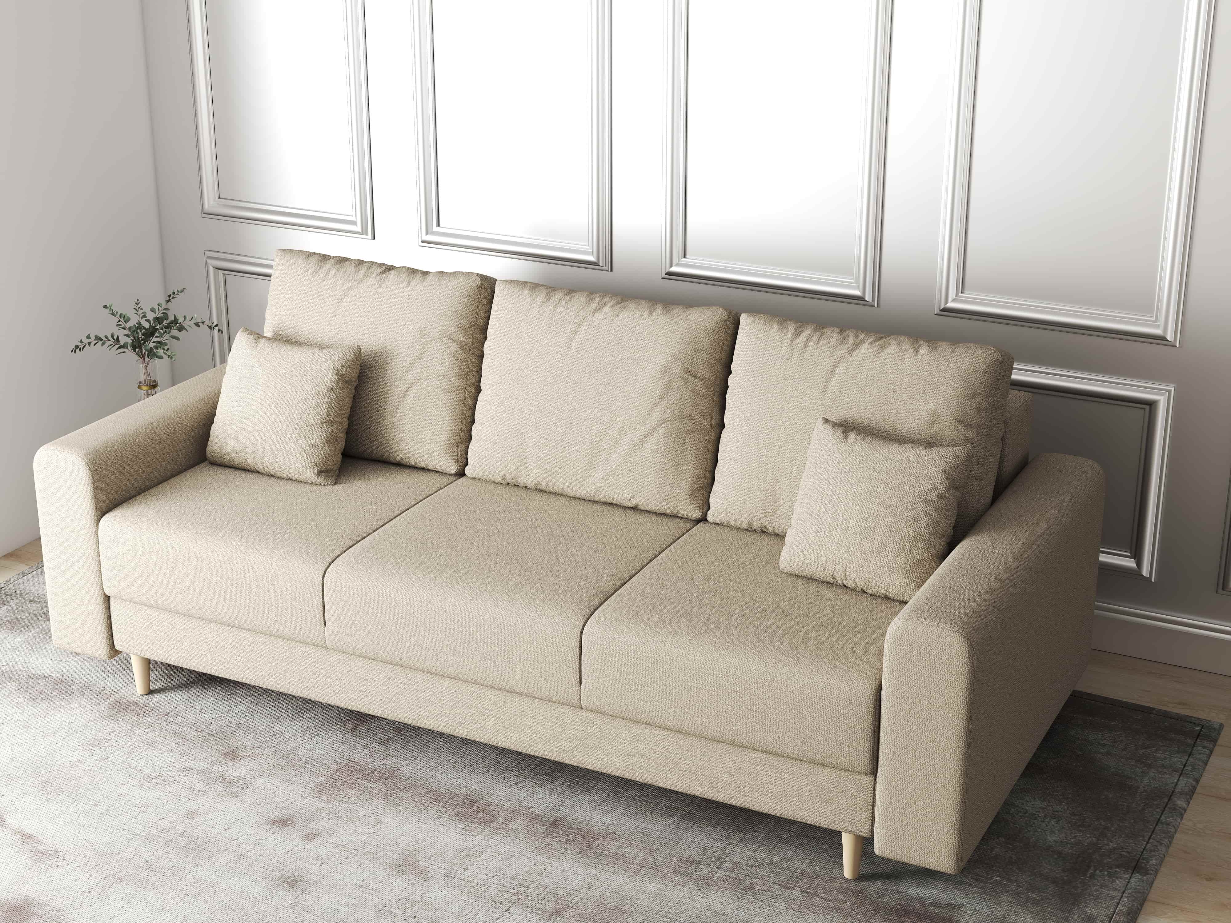 Canapea extensibilă dumonde cu ladă de depozitare si sezut confortabil din spuma HR, Kronos Enjoy Camel 210x100 cm fabrica