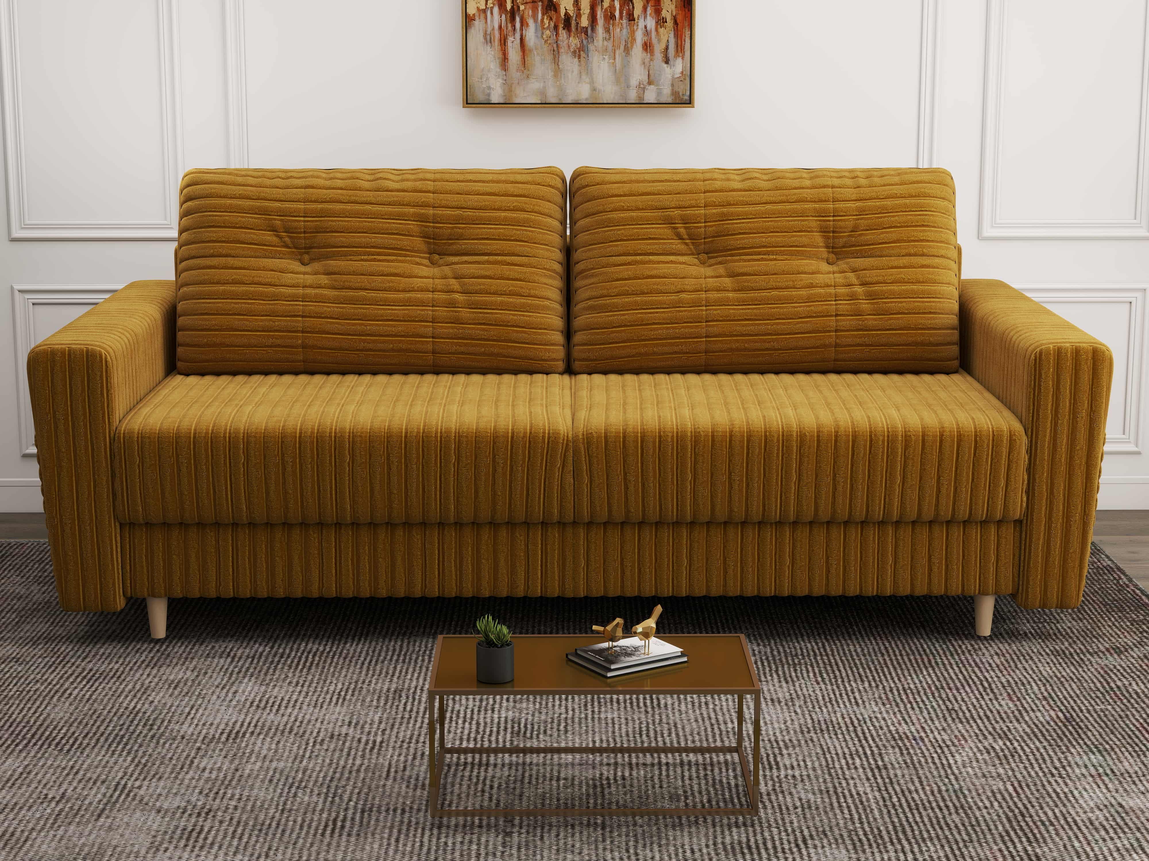Canapea extensibilă dumonde cu ladă de depozitare si sezut confortabil din spuma HR, Summer Ambience Mustar 225x100 cm fabrica