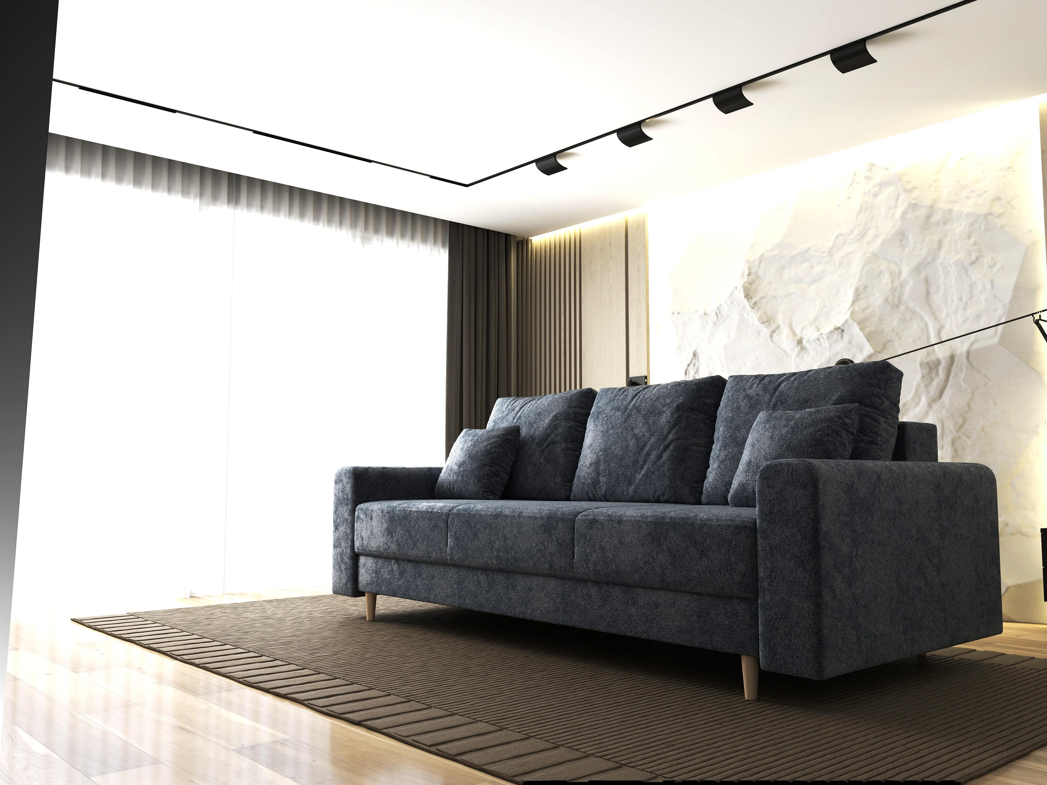 Canapea extensibilă dumonde cu ladă de depozitare si sezut confortabil din spuma HR, Kronos Euphoria Grafit 210x100 cm fabrica