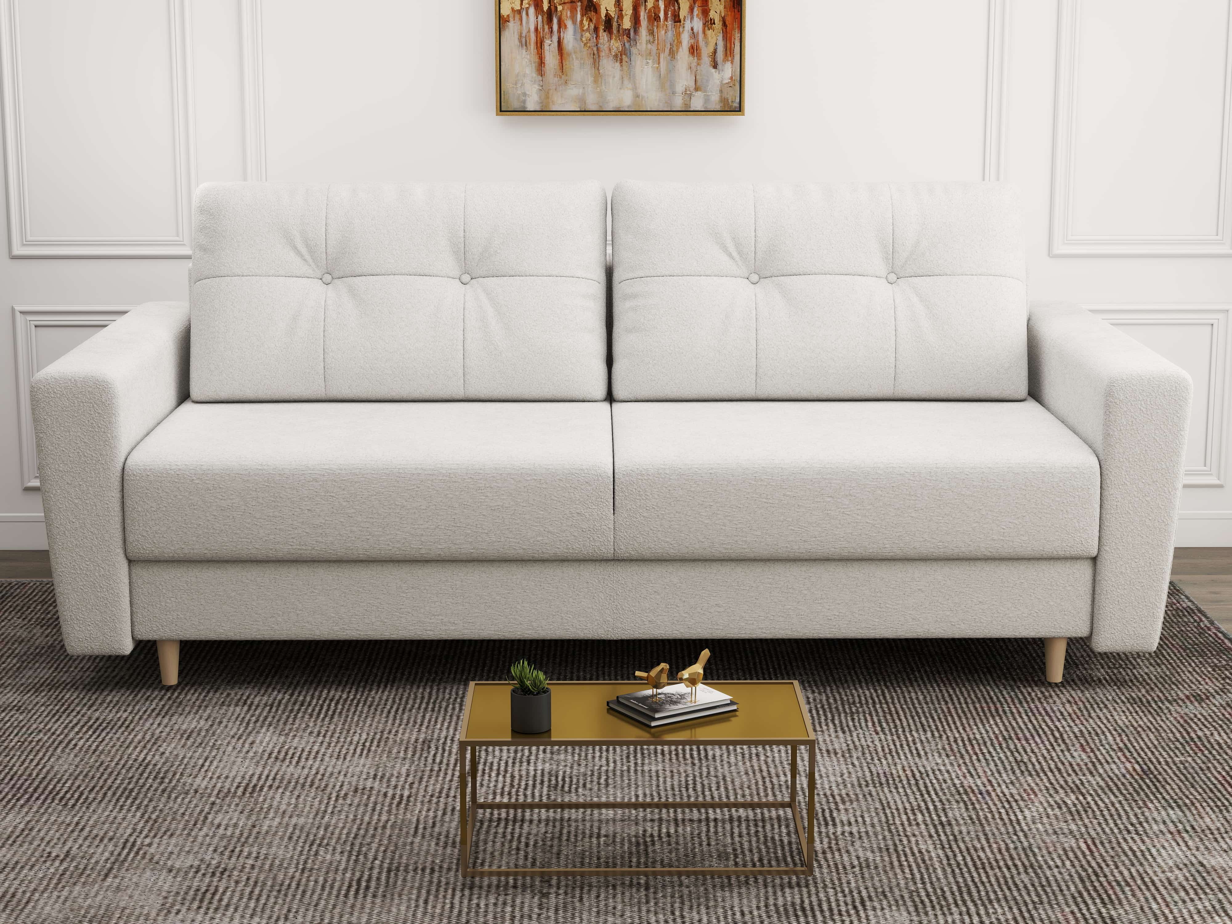 Canapea extensibilă dumonde cu ladă de depozitare si sezut confortabil din spuma HR, Summer Euphoria Ivory 225x100 cm fabrica