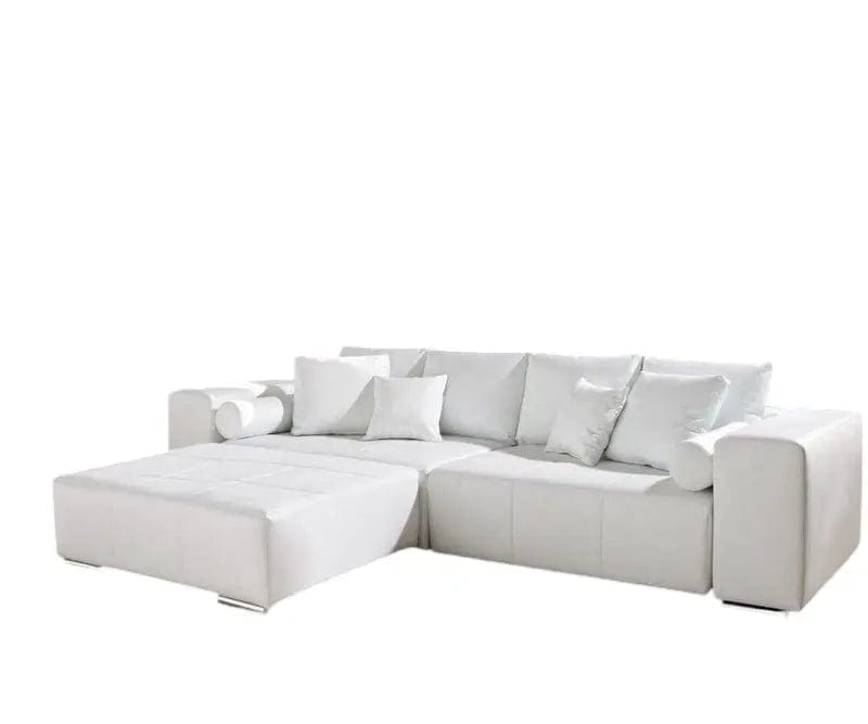 Canapea extensibilă dumonde cu ladă de depozitare si sezut confortabil din spuma high-density, Marbela White XXL 295x120 cm