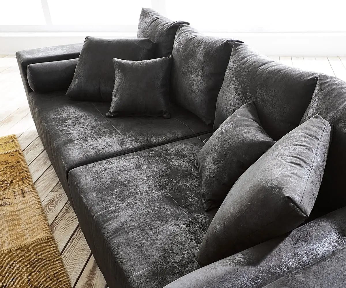 Canapea extensibilă dumonde cu ladă de depozitare si sezut confortabil din spuma high-density, Marbela Madagaskar Grey XXL 295x120 cm