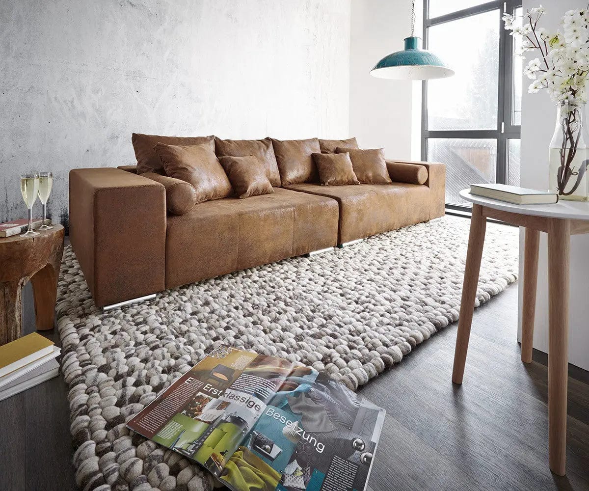 Canapea extensibilă dumonde cu ladă de depozitare si sezut confortabil din spuma high-density, Marbela Madagaskar Brown XXL 295x120 cm