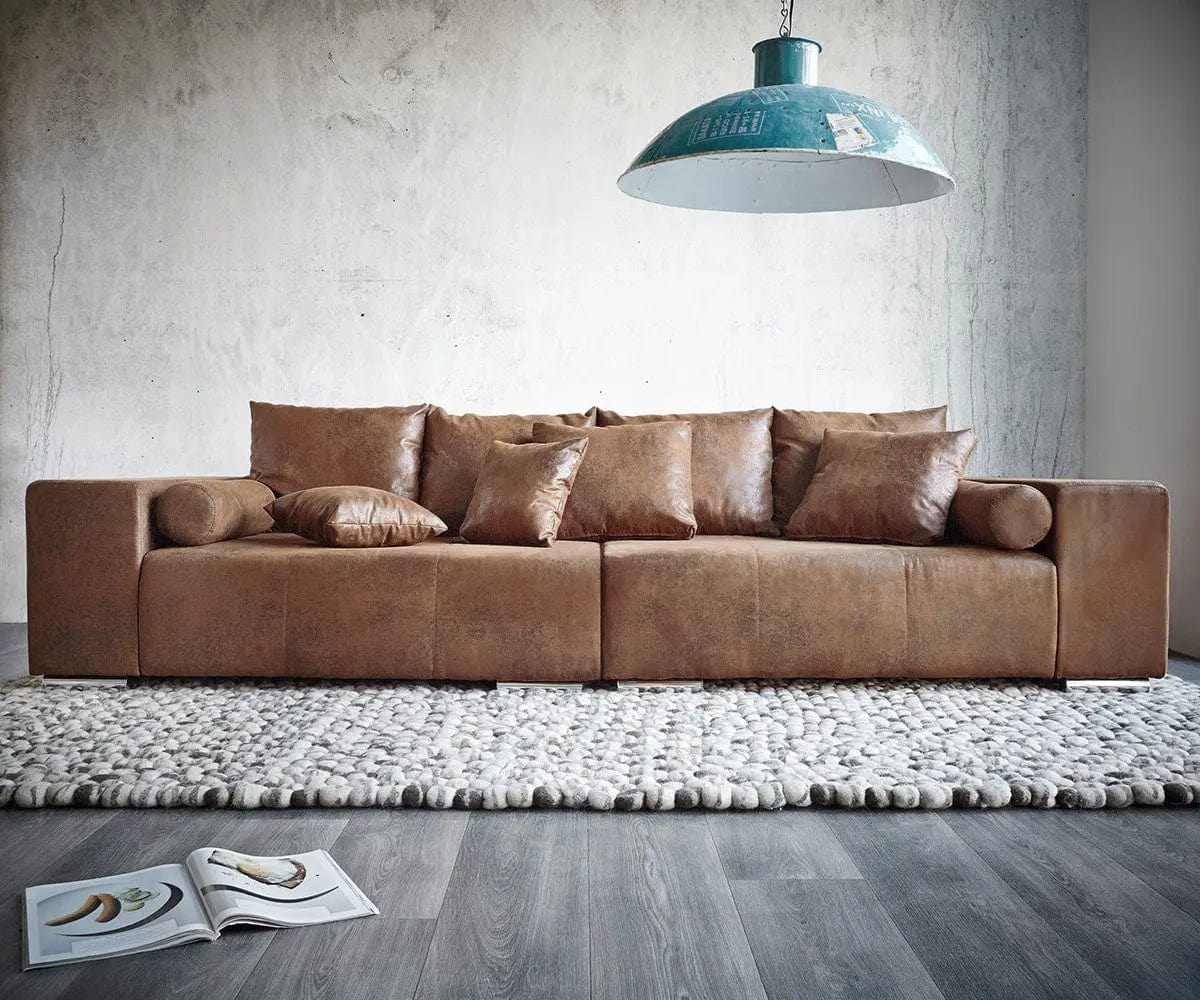 Canapea extensibilă dumonde cu ladă de depozitare si sezut confortabil din spuma high-density, Marbela Madagaskar Brown XXL 295x120 cm