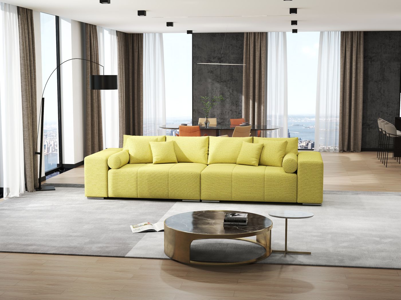 Canapea extensibilă dumonde cu ladă de depozitare si sezut confortabil din spuma HR, Marbela Enjoy Lux Green XXL 295x100 cm fabrica
