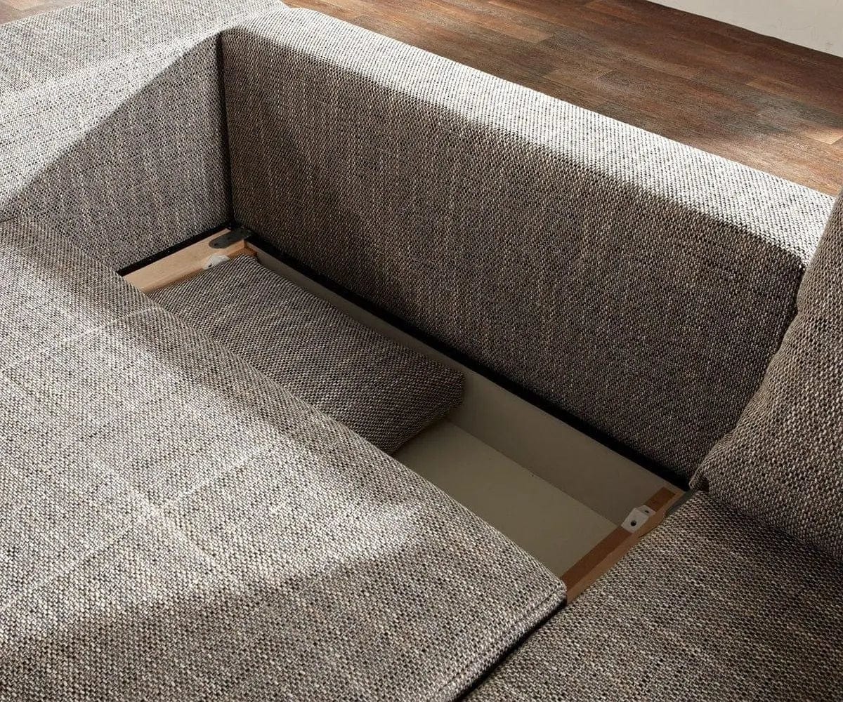 Canapea extensibilă dumonde cu ladă de depozitare si sezut confortabil din spuma high-density, Marbela Magma Grey XXL 295x120 cm