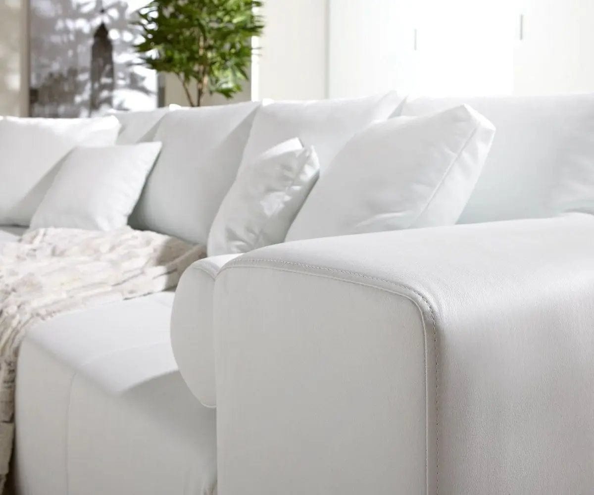 Canapea extensibilă dumonde cu ladă de depozitare si sezut confortabil din spuma high-density, Marbela White XXL 295x120 cm