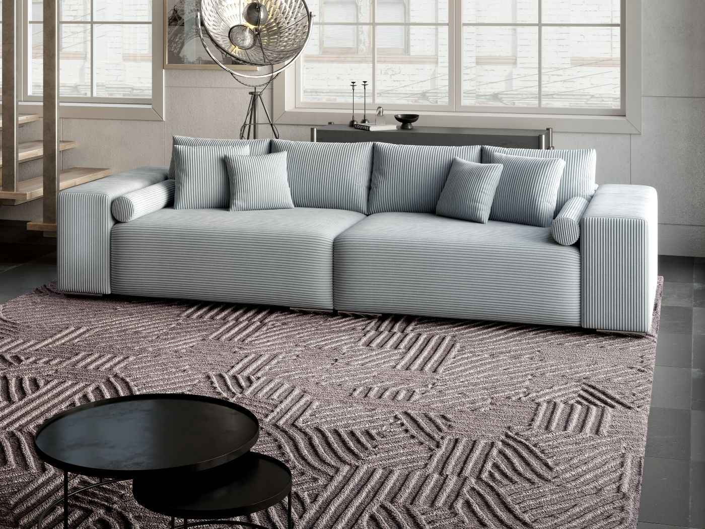 Canapea extensibilă dumonde cu ladă de depozitare si sezut confortabil din spuma HR, Marbela Zoom Grey XXL 295x100 cm fabrica