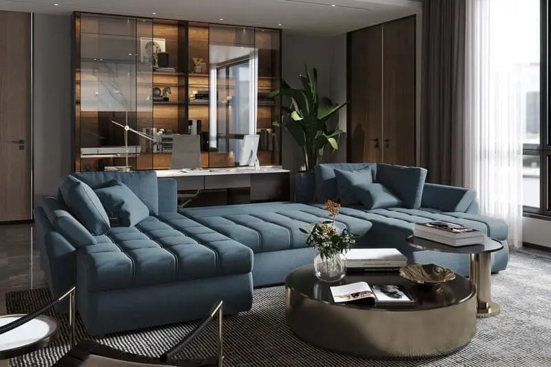 Colțar extensibil dumonde cu ladă de depozitare si sezut confortabil din spuma high-density, Loana Ambience mustar U 375x185 cm