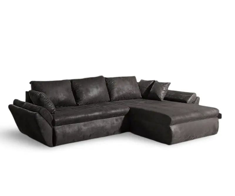 Colțar extensibil dumonde cu ladă de depozitare si sezut confortabil din spuma high-density, Loana Madagaskar Black II 270x185 cm