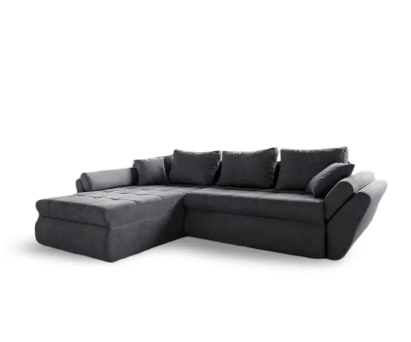 Colțar extensibil dumonde cu ladă de depozitare si sezut confortabil din spuma high-density, Loana Enjoy Grafit 270x185 cm