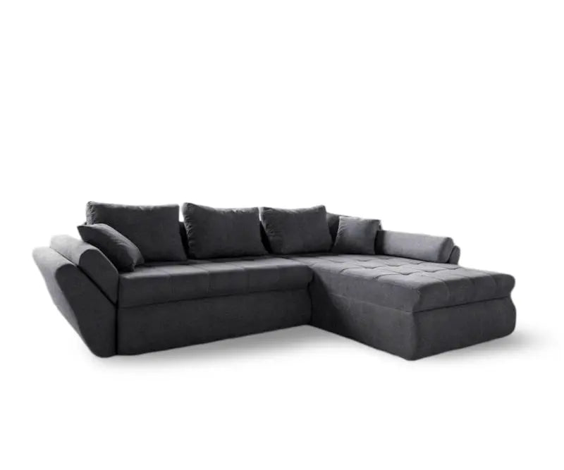 Colțar extensibil dumonde cu ladă de depozitare si sezut confortabil din spuma high-density, Loana Enjoy Grafit II 270x185 cm