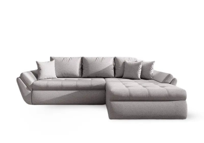 Colțar extensibil dumonde cu ladă de depozitare si sezut confortabil din spuma high-density, Loana Enjoy Grey II 270x185 cm
