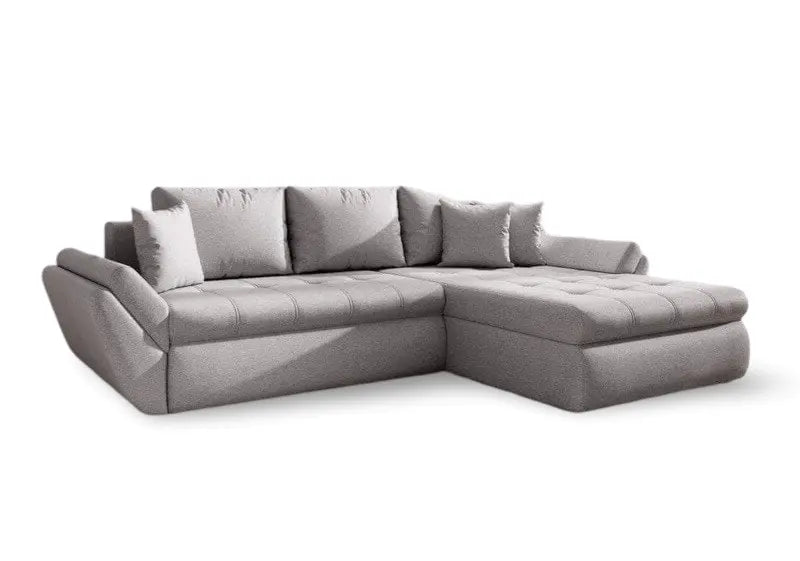 Colțar extensibil dumonde cu ladă de depozitare si sezut confortabil din spuma high-density, Loana Enjoy Grey II 270x185 cm
