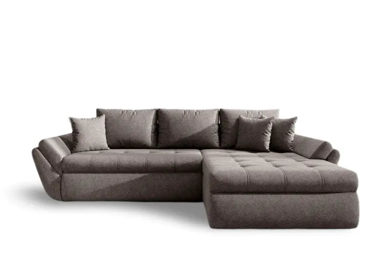 Colțar extensibil dumonde cu ladă de depozitare si sezut confortabil din spuma high-density, Loana Enjoy Kaki 270x185 cm