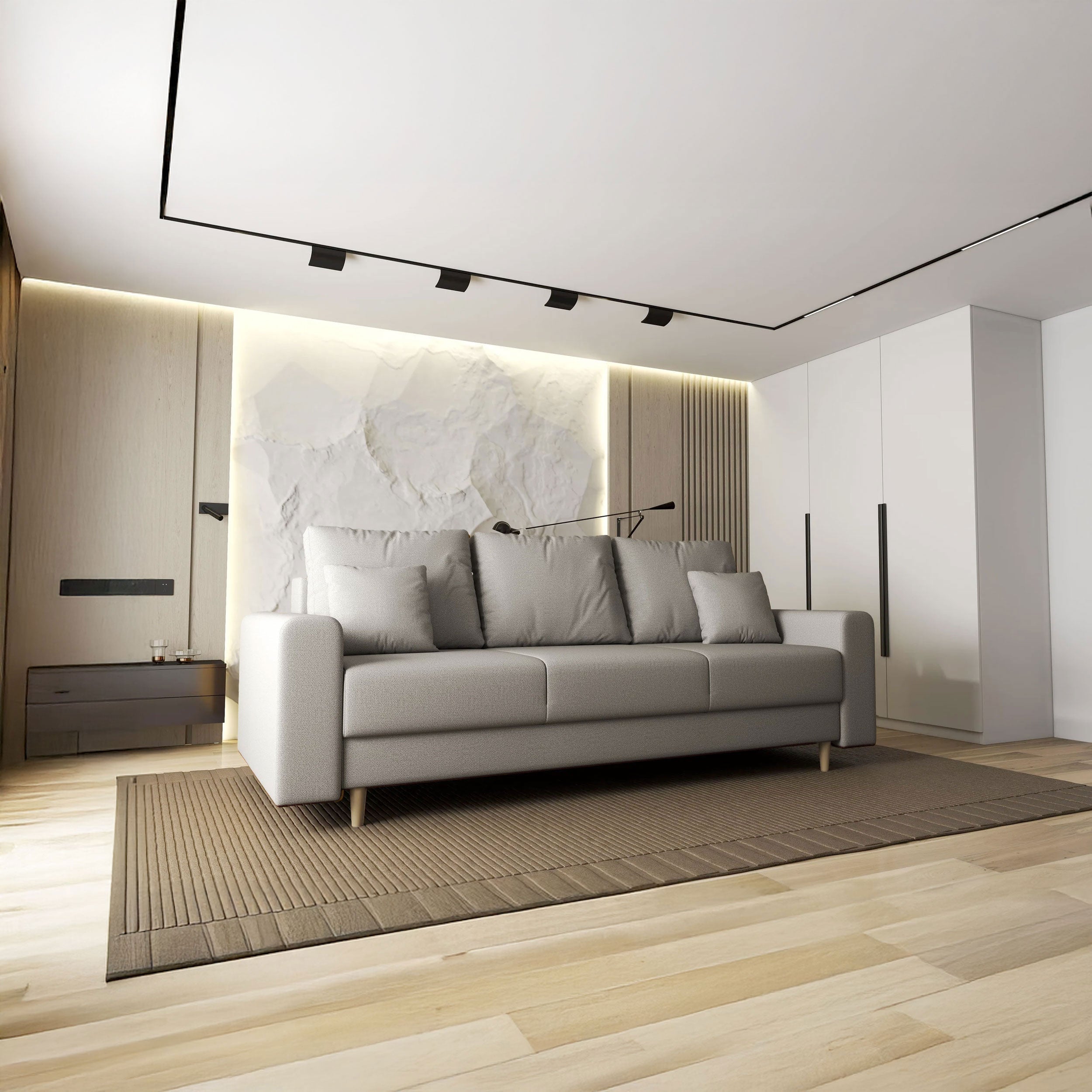Canapea extensibilă dumonde cu ladă de depozitare si sezut confortabil din spuma HR, Kronos Enjoy Bej 210x100 cm fabrica