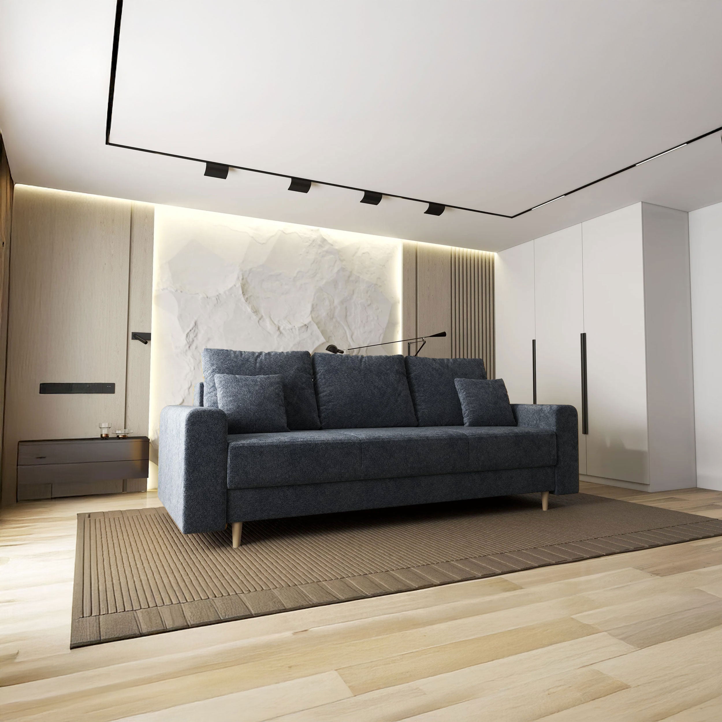 Canapea extensibilă dumonde cu ladă de depozitare si sezut confortabil din spuma HR, Kronos Euphoria Grafit 210x100 cm fabrica