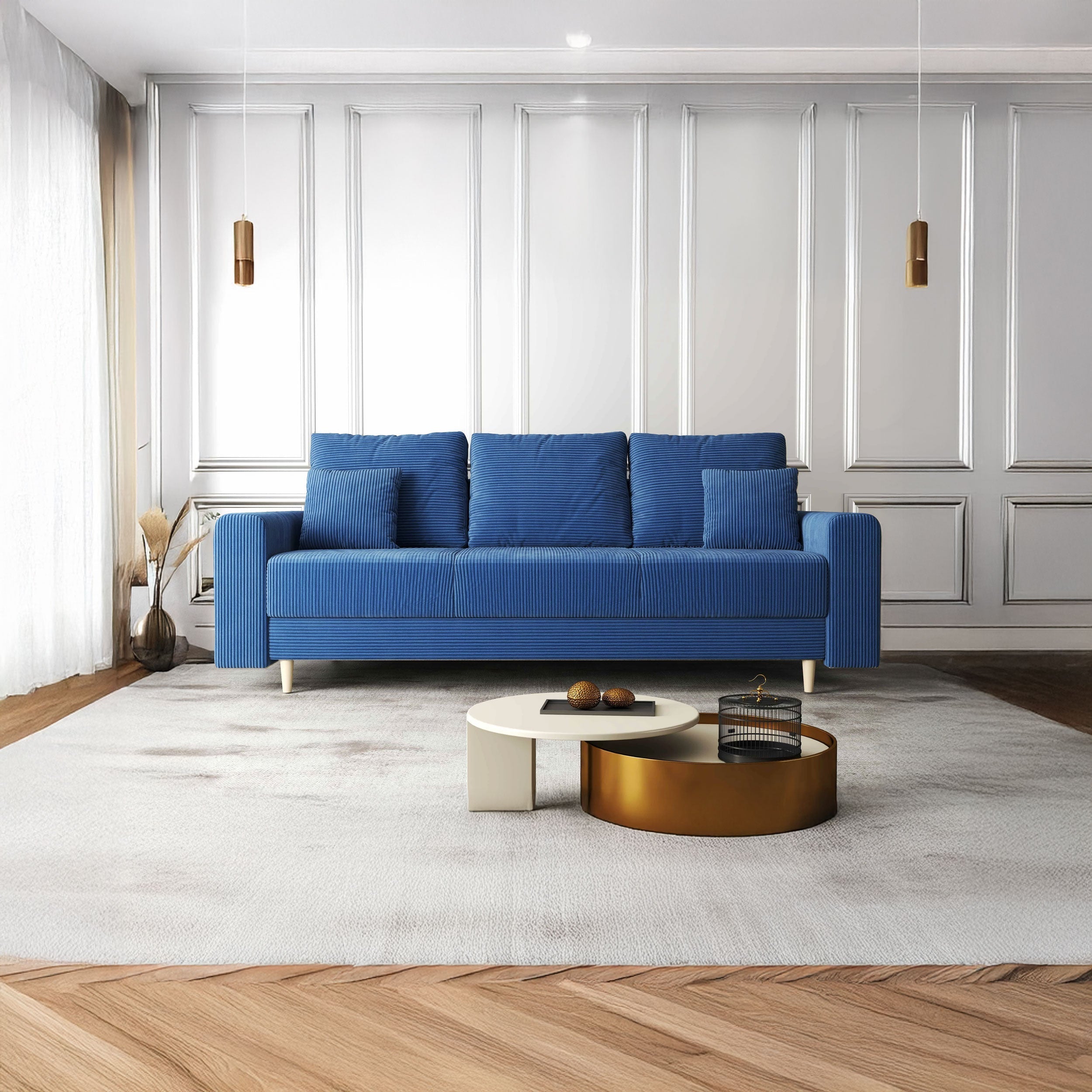 Canapea extensibilă dumonde cu ladă de depozitare si sezut confortabil din spuma HR, Kronos Zoom Albastru 210x100 cm fabrica