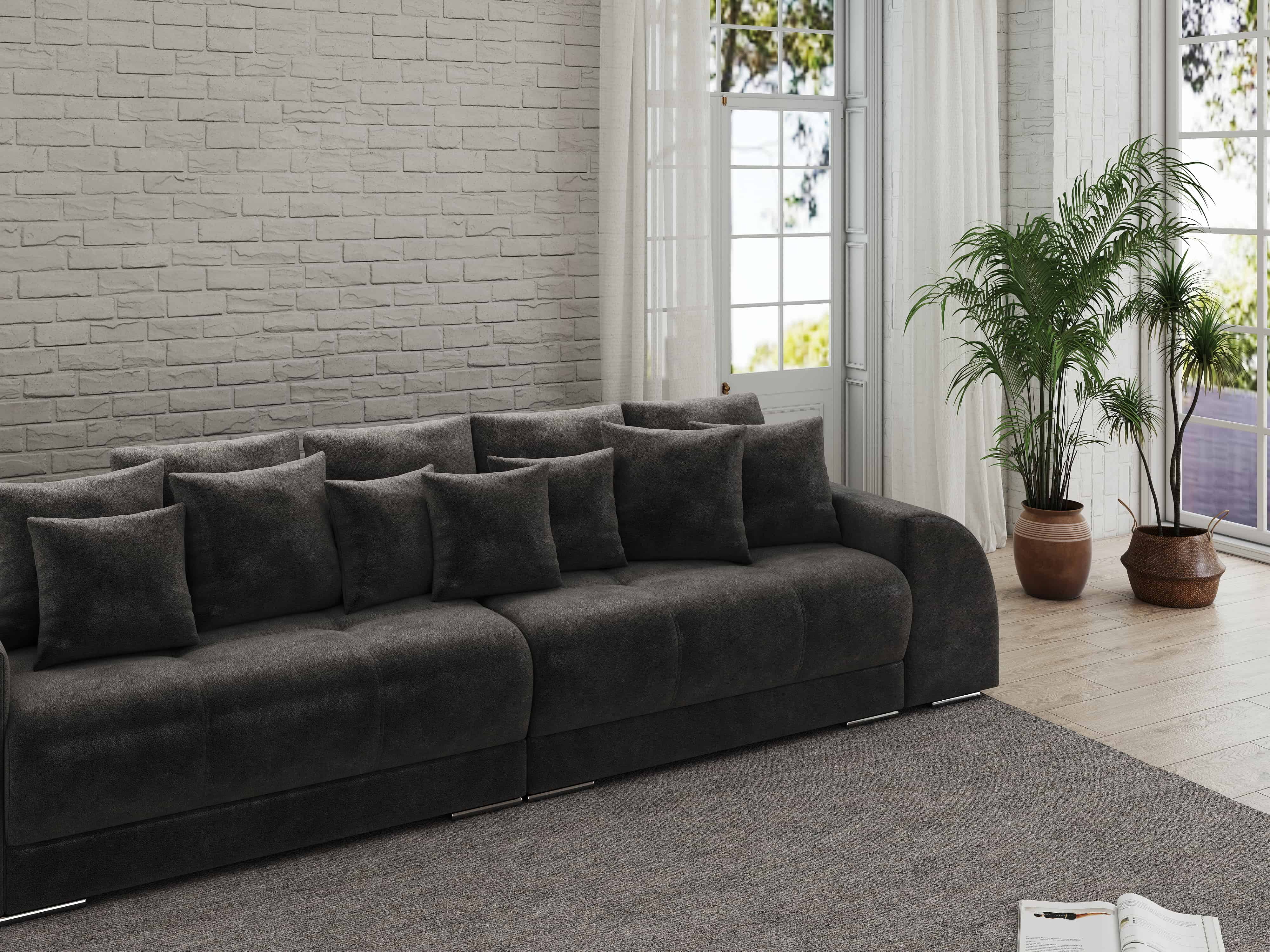 Canapea extensibilă dumonde cu 2 lăzi de depozitare si sezut confortabil din spuma HR, Verona Tobago Anthracit 310x100 cm Fabrica