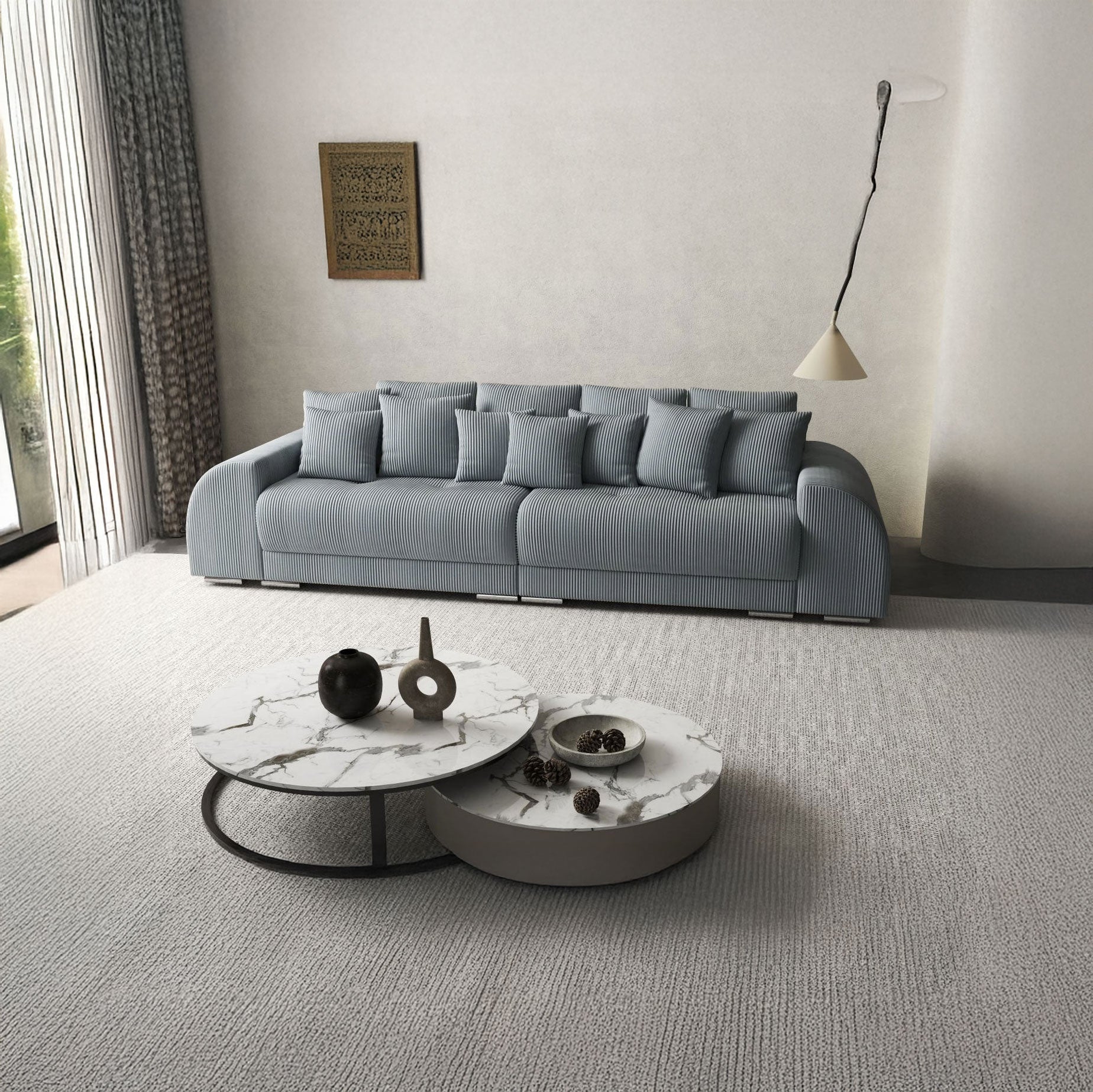 Canapea extensibilă dumonde cu 2 lăzi de depozitare si sezut confortabil din spuma HR, Verona Zoom Grey 310x100 cm Fabrica