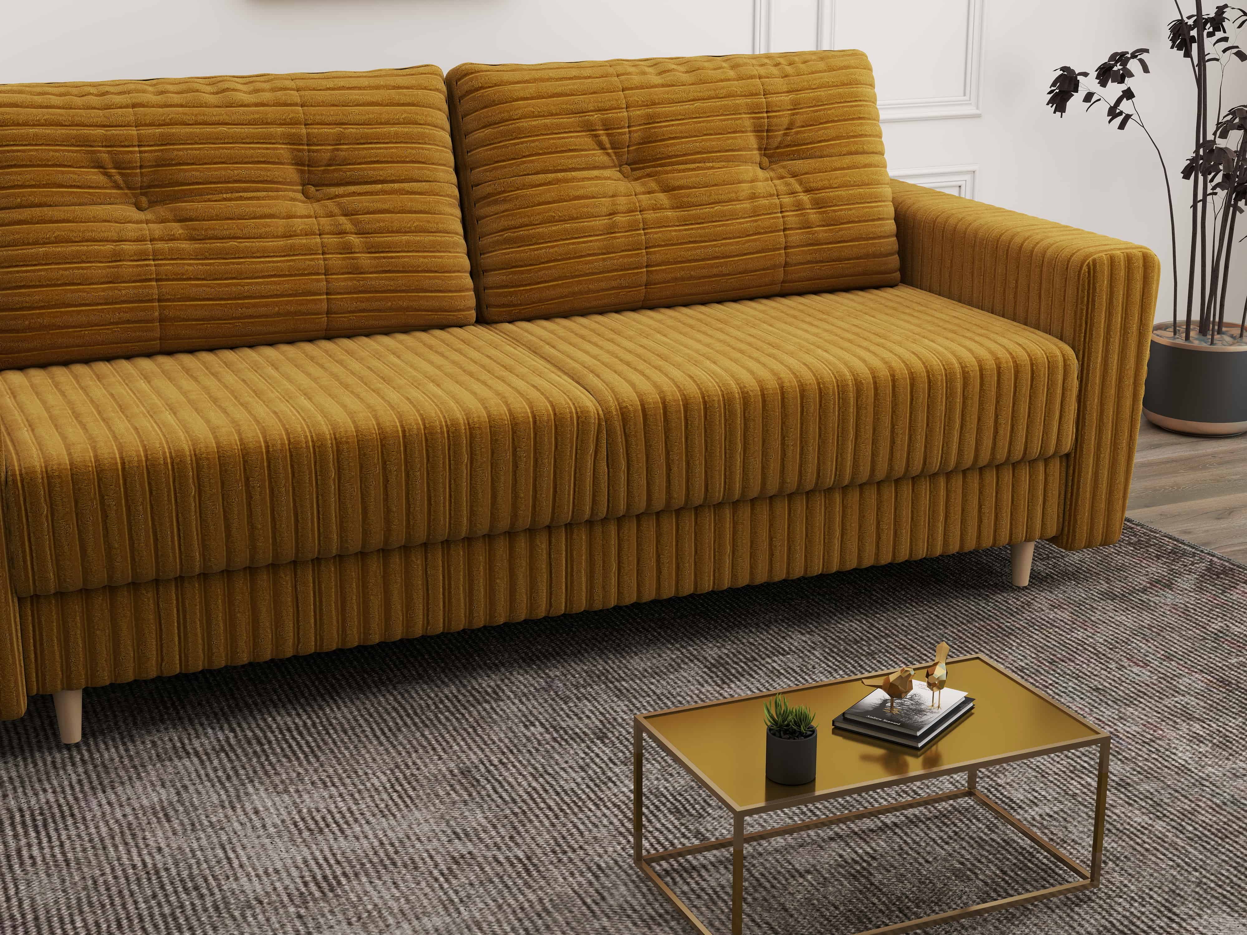 Canapea extensibilă dumonde cu ladă de depozitare si sezut confortabil din spuma HR, Summer Ambience Mustar 225x100 cm fabrica