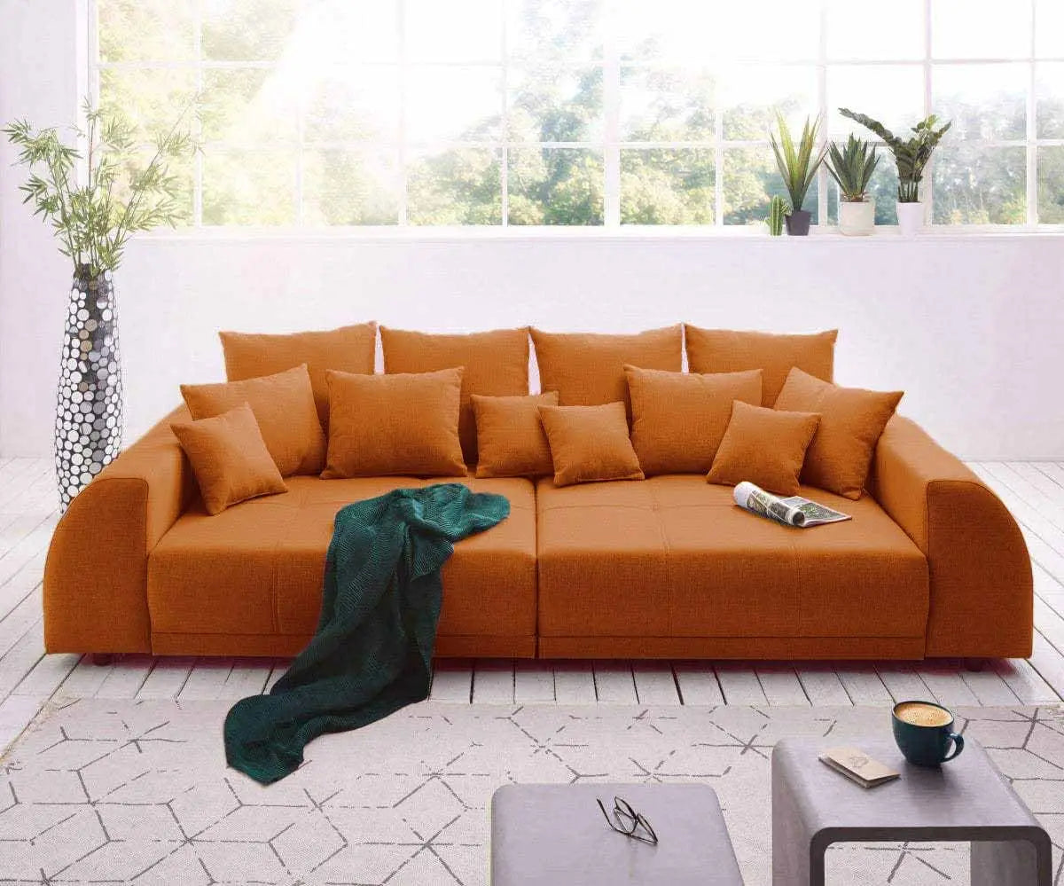 Canapea extensibilă cu 2 lăzi de depozitare Big Sofa Verona Muștar 310x100 cm