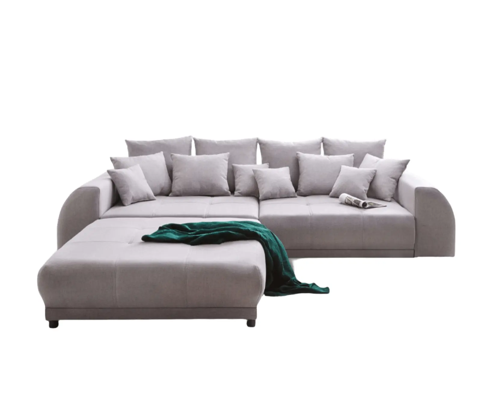 Canapea extensibilă dumonde cu 2 lăzi de depozitare si sezut confortabil din spuma high-density, Verona Enjoy Grey 310x120 cm cu taburet inclus