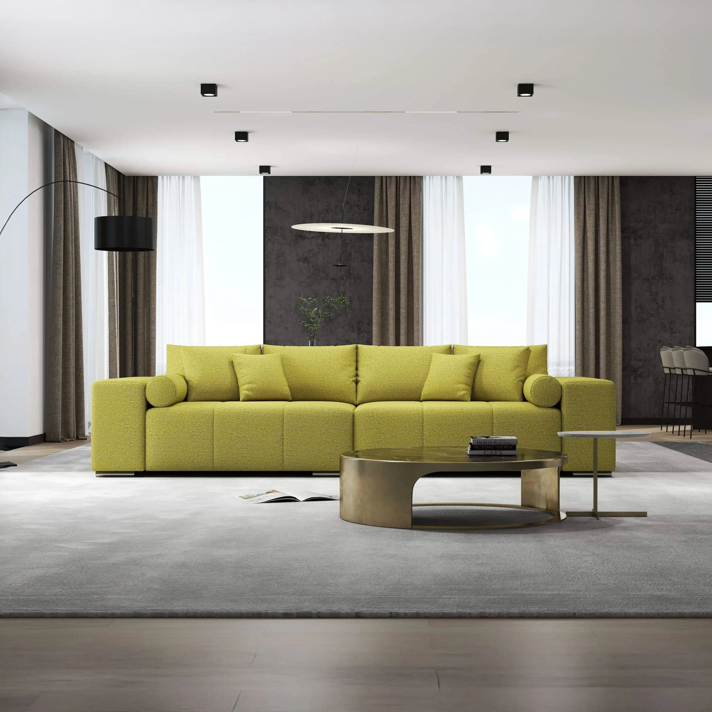 Canapea extensibilă dumonde cu ladă de depozitare si sezut confortabil din spuma HR, Marbela Green Lux XXL 295x100 cm Fabrica