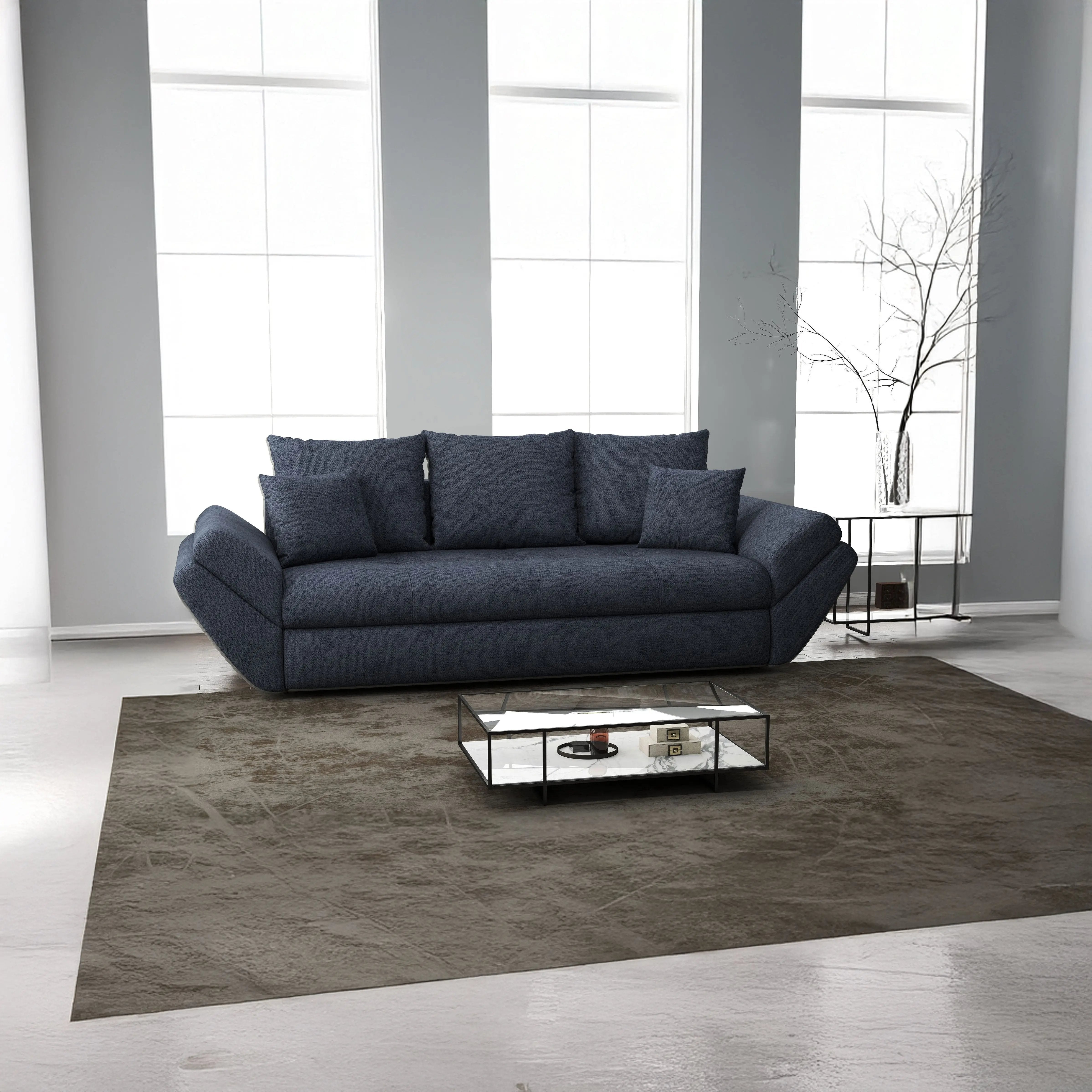 Canapea extensibilă dumonde cu ladă de depozitare si sezut confortabil din spuma HR, Loana Enjoy Antracit 250x100 cm Fabrica