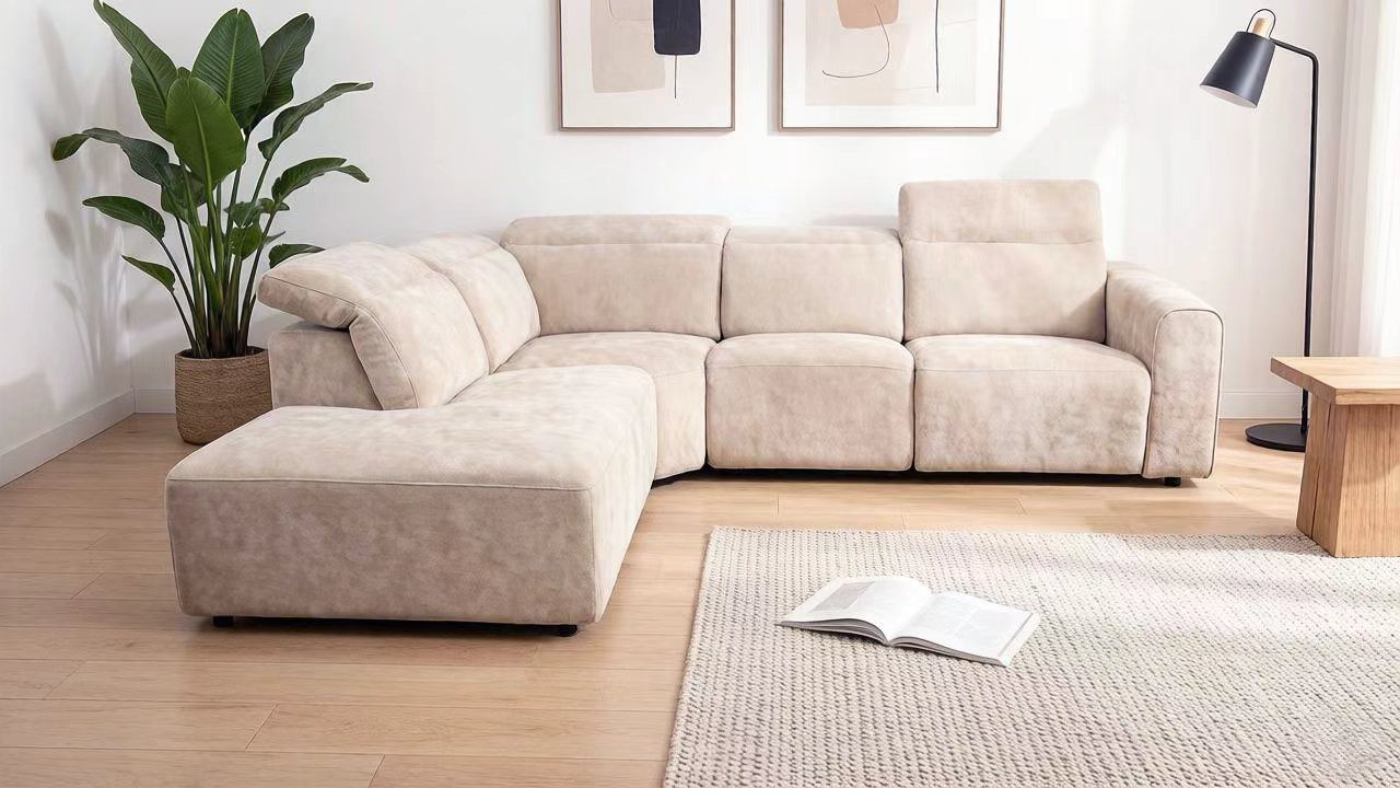 Colțar cu recliner electric și tetiere reglabile dumonde Leonidas 280x246 cm