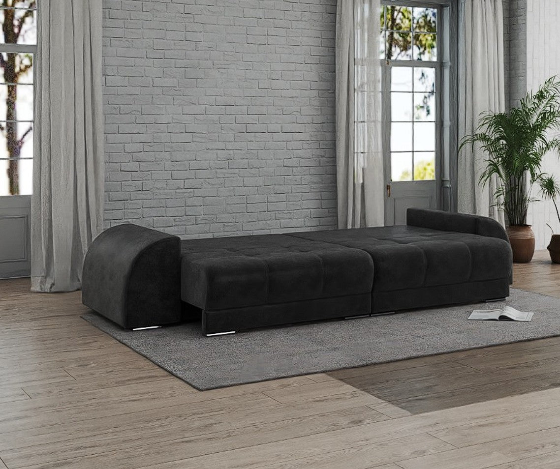 Canapea extensibilă dumonde cu 2 lăzi de depozitare si sezut confortabil din spuma HR, Verona Tobago Anthracit 310x100 cm Fabrica