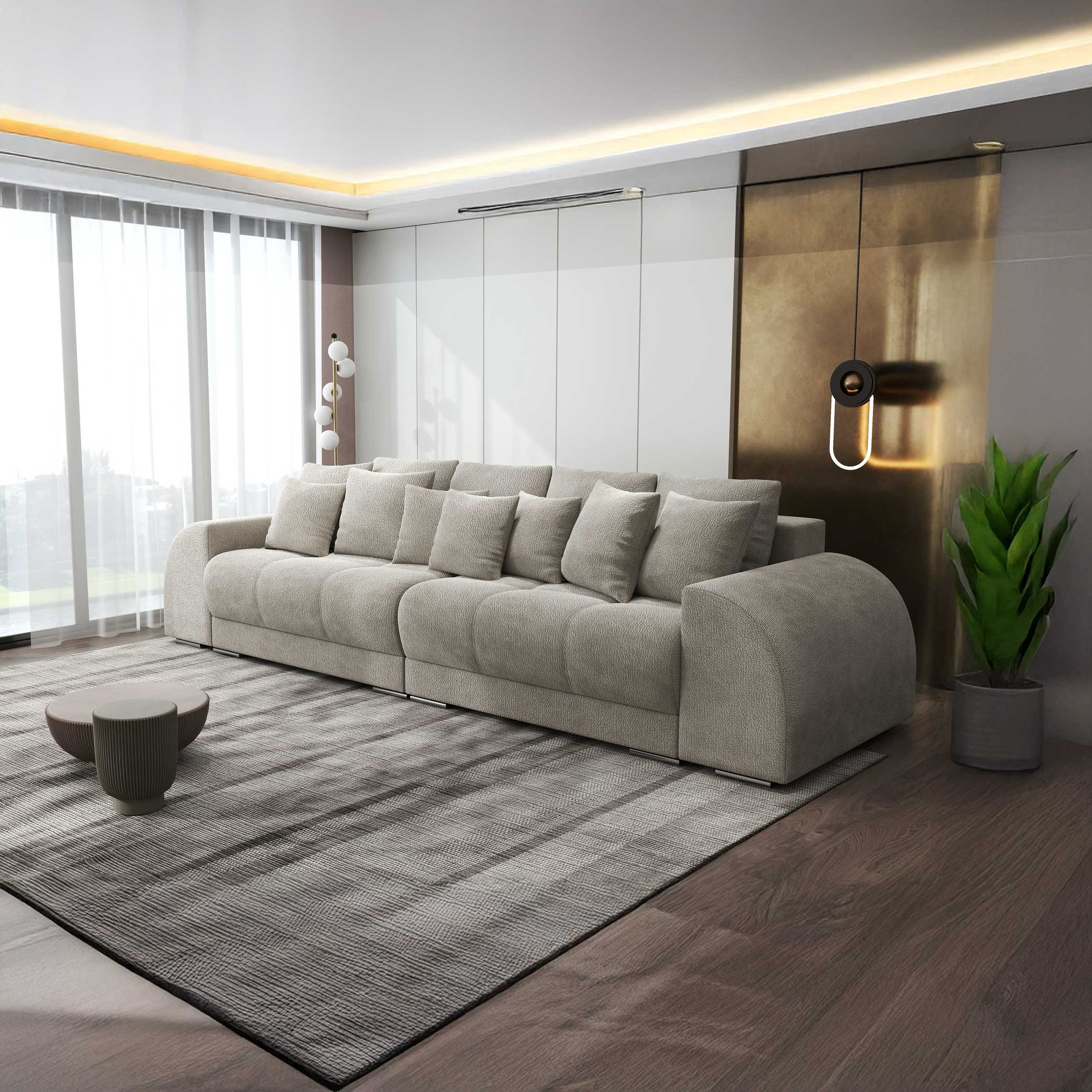Canapea extensibilă dumonde cu 2 lăzi de depozitare si sezut confortabil din spuma high-density, Verona Vibe Bej 06 310x100 cm