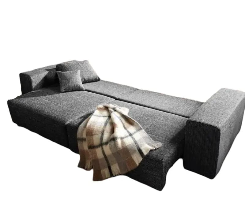 Canapea extensibilă dumonde cu ladă de depozitare si sezut confortabil din spuma high-density, Marbela Magma Black XXL 295x120 cm