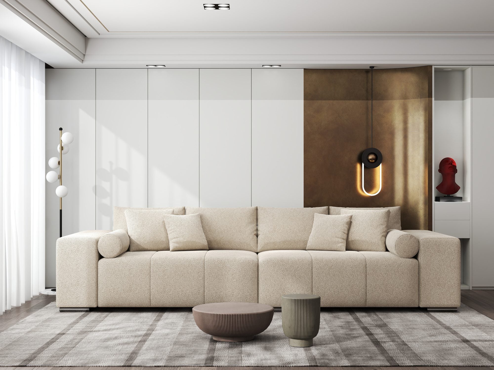 Canapea extensibilă dumonde cu ladă de depozitare si sezut confortabil din spuma high-density, Marbela XXL Quelle Bej 05 290x100 cm