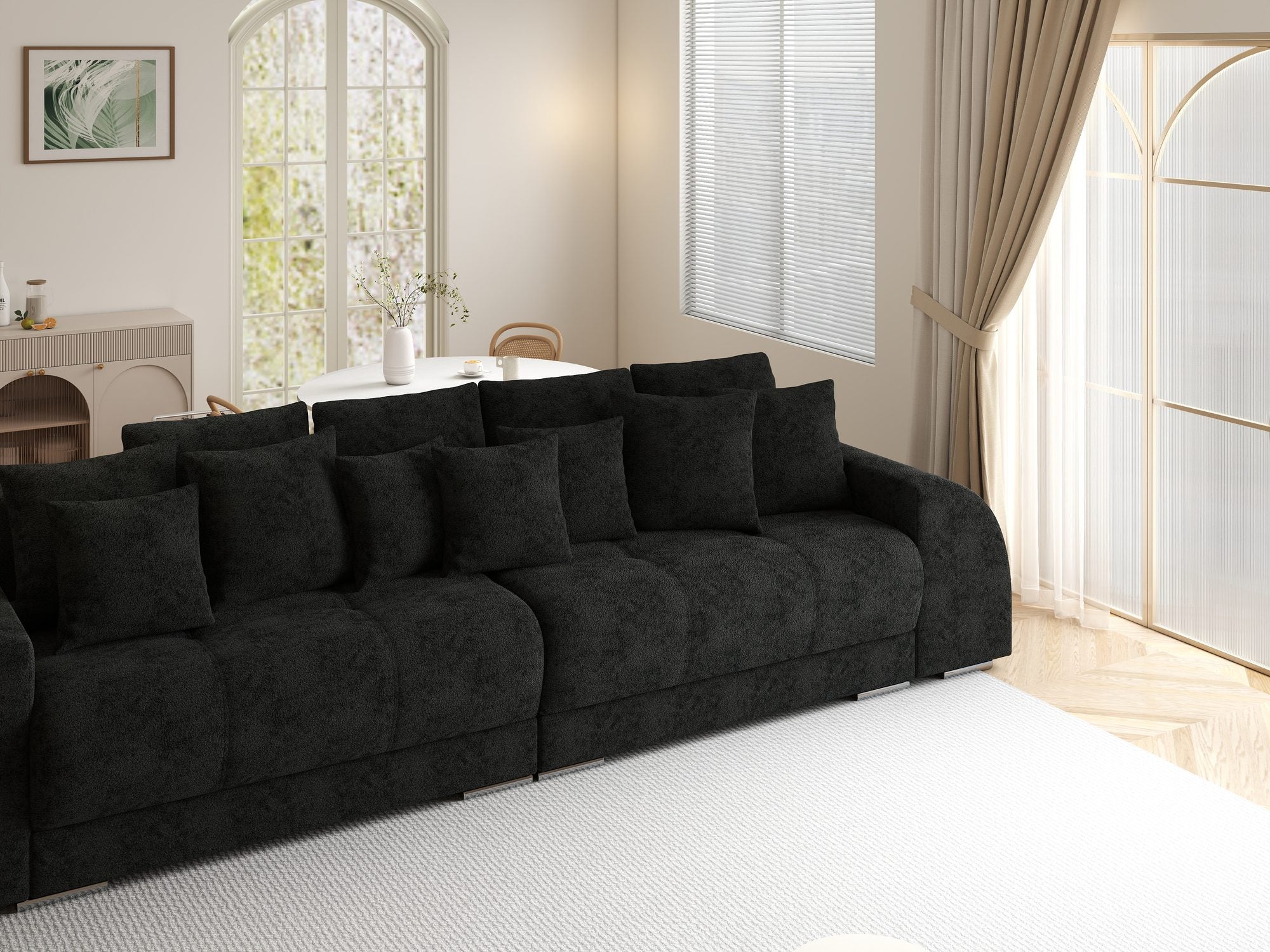 Canapea extensibilă dumonde cu 2 lăzi de depozitare si sezut confortabil din spuma high-density, Verona Quelle Negru 100 310x100 cm
