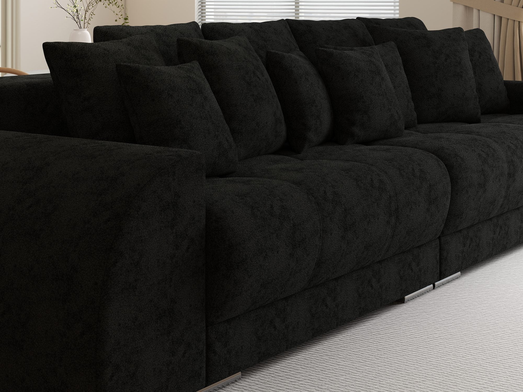 Canapea extensibilă dumonde cu 2 lăzi de depozitare si sezut confortabil din spuma high-density, Verona Quelle Negru 100 310x100 cm