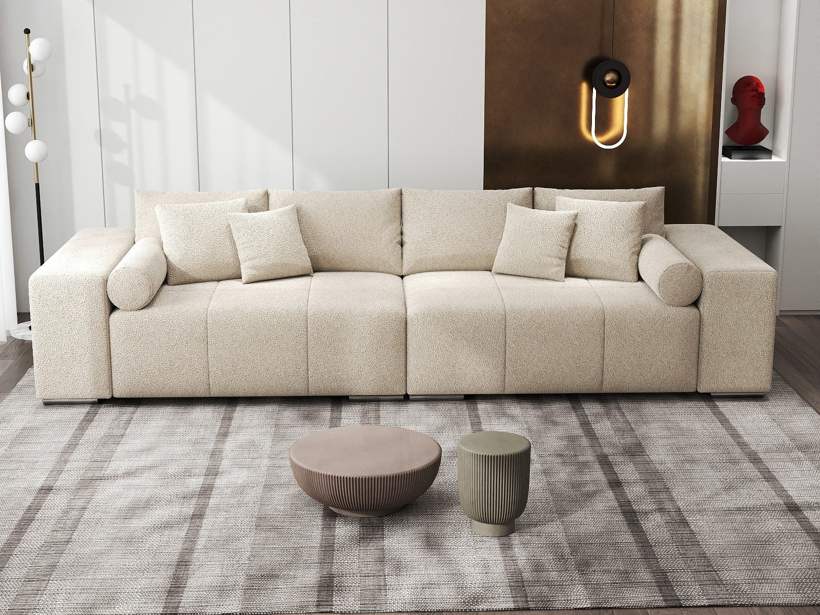 Canapea extensibilă dumonde cu ladă de depozitare si sezut confortabil din spuma high-density, Marbela XXL Quelle Bej 05 290x100 cm
