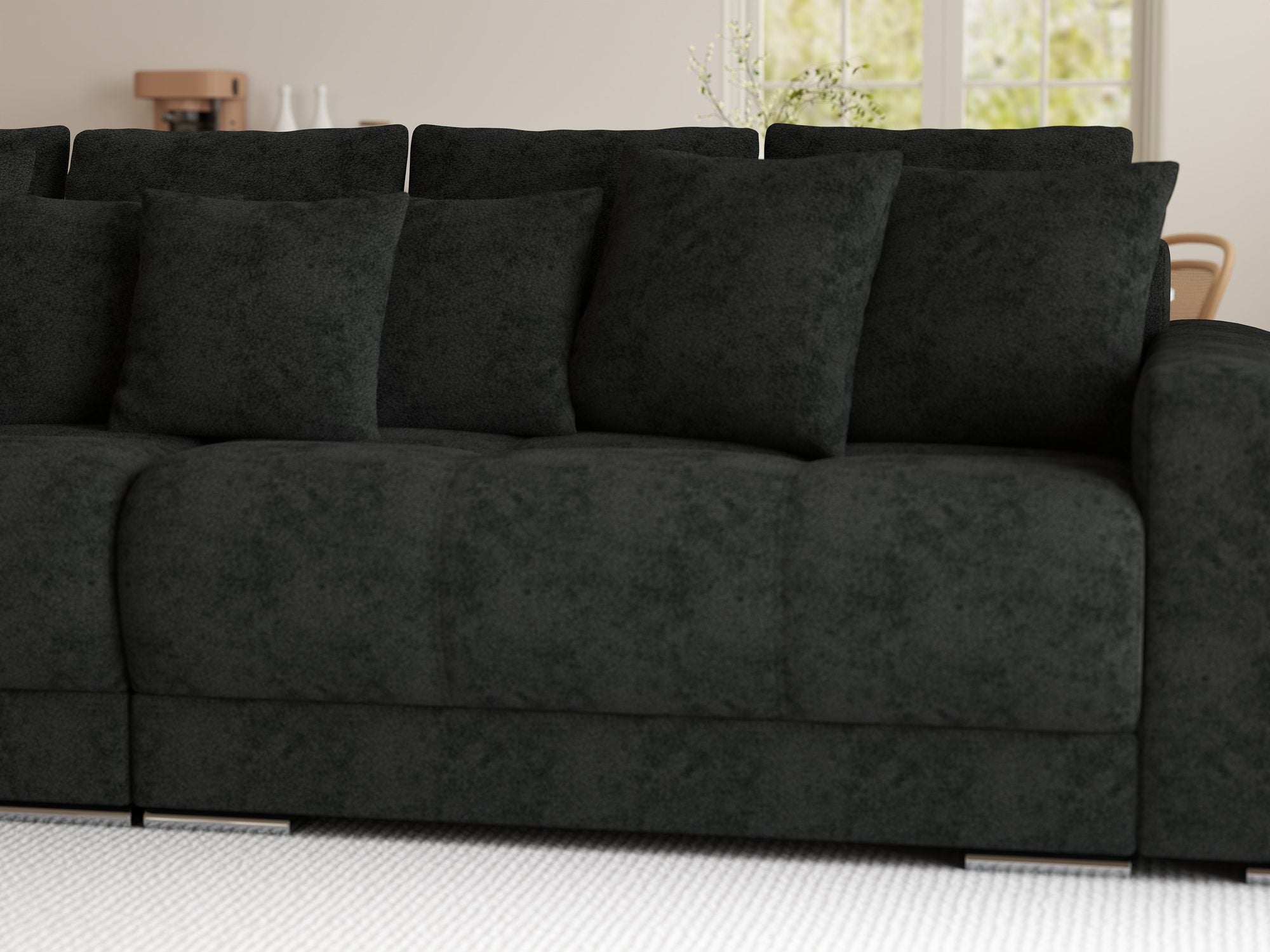Canapea extensibilă dumonde cu 2 lăzi de depozitare si sezut confortabil din spuma high-density, Verona Quelle Negru 100 310x100 cm