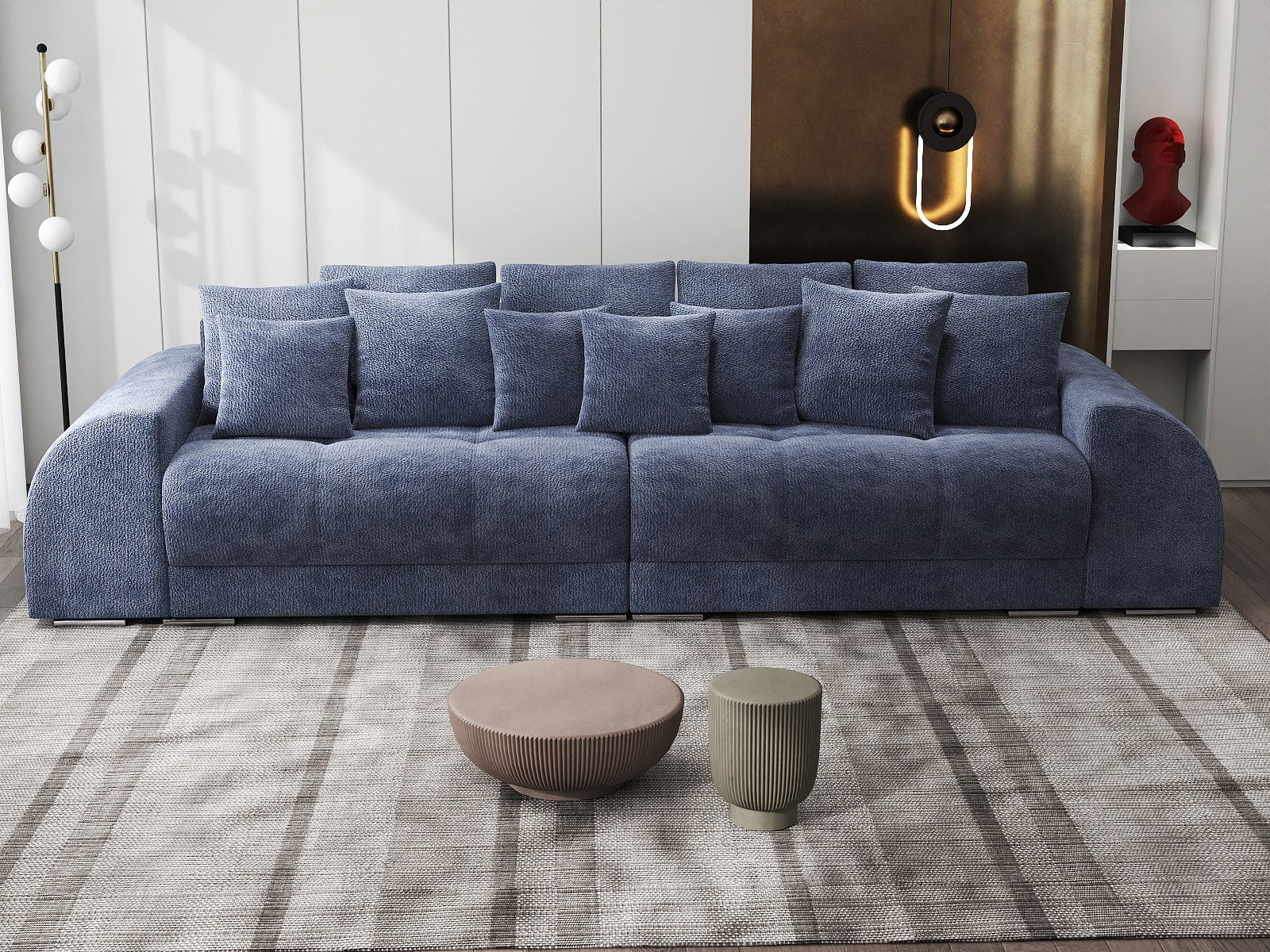 Canapea extensibilă dumonde cu 2 lăzi de depozitare si sezut confortabil din spuma high-density, Verona Vibe Albastru 79 310x100 cm