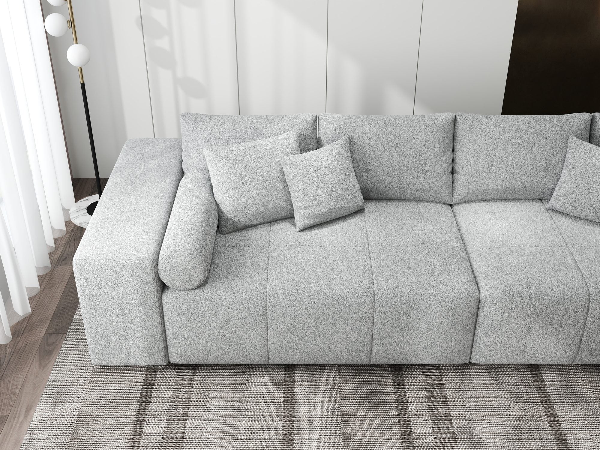 Canapea extensibilă dumonde cu ladă de depozitare si sezut confortabil din spuma high-density, Marbela XXL Quelle Gri 83 290x100 cm