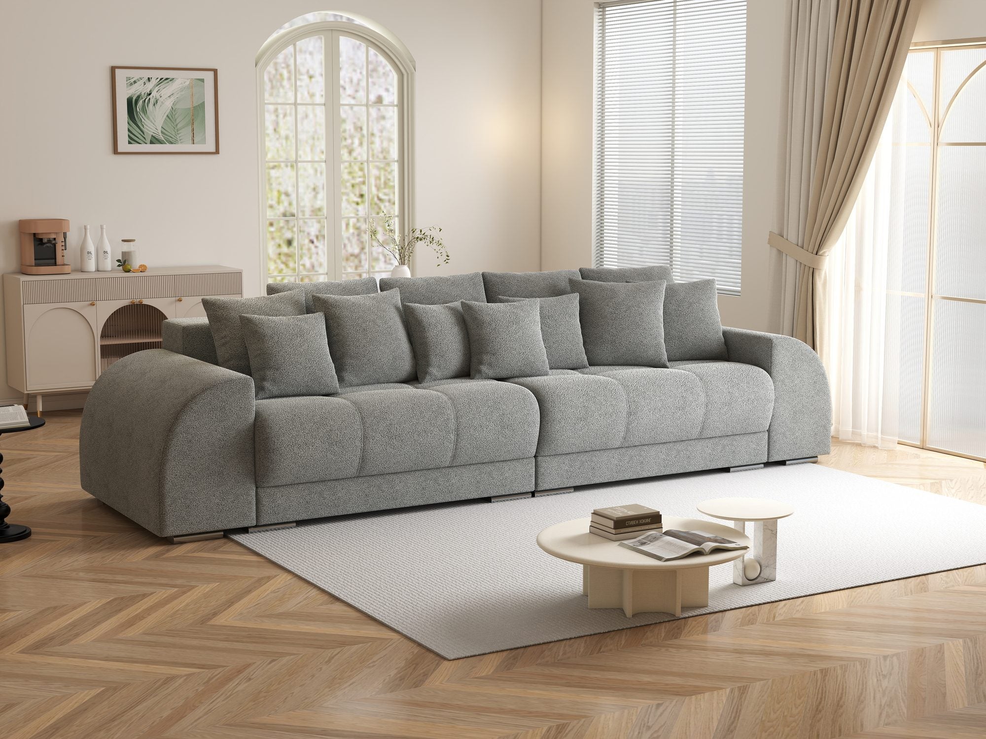 Canapea extensibilă dumonde cu 2 lăzi de depozitare si sezut confortabil din spuma high-density, Verona Quelle Gri 83 310x100 cm