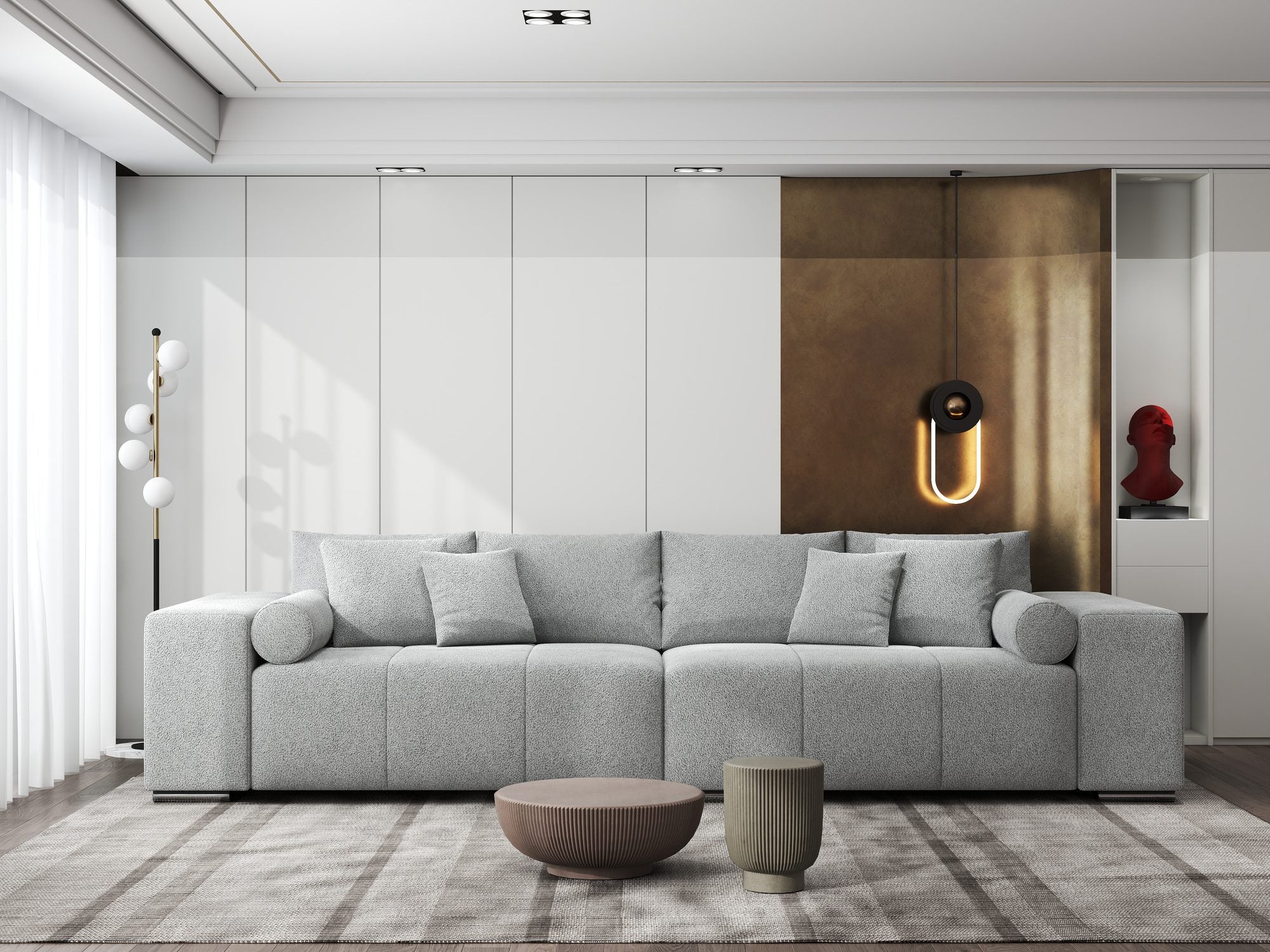 Canapea extensibilă dumonde cu ladă de depozitare si sezut confortabil din spuma high-density, Marbela XXL Quelle Gri 83 290x100 cm
