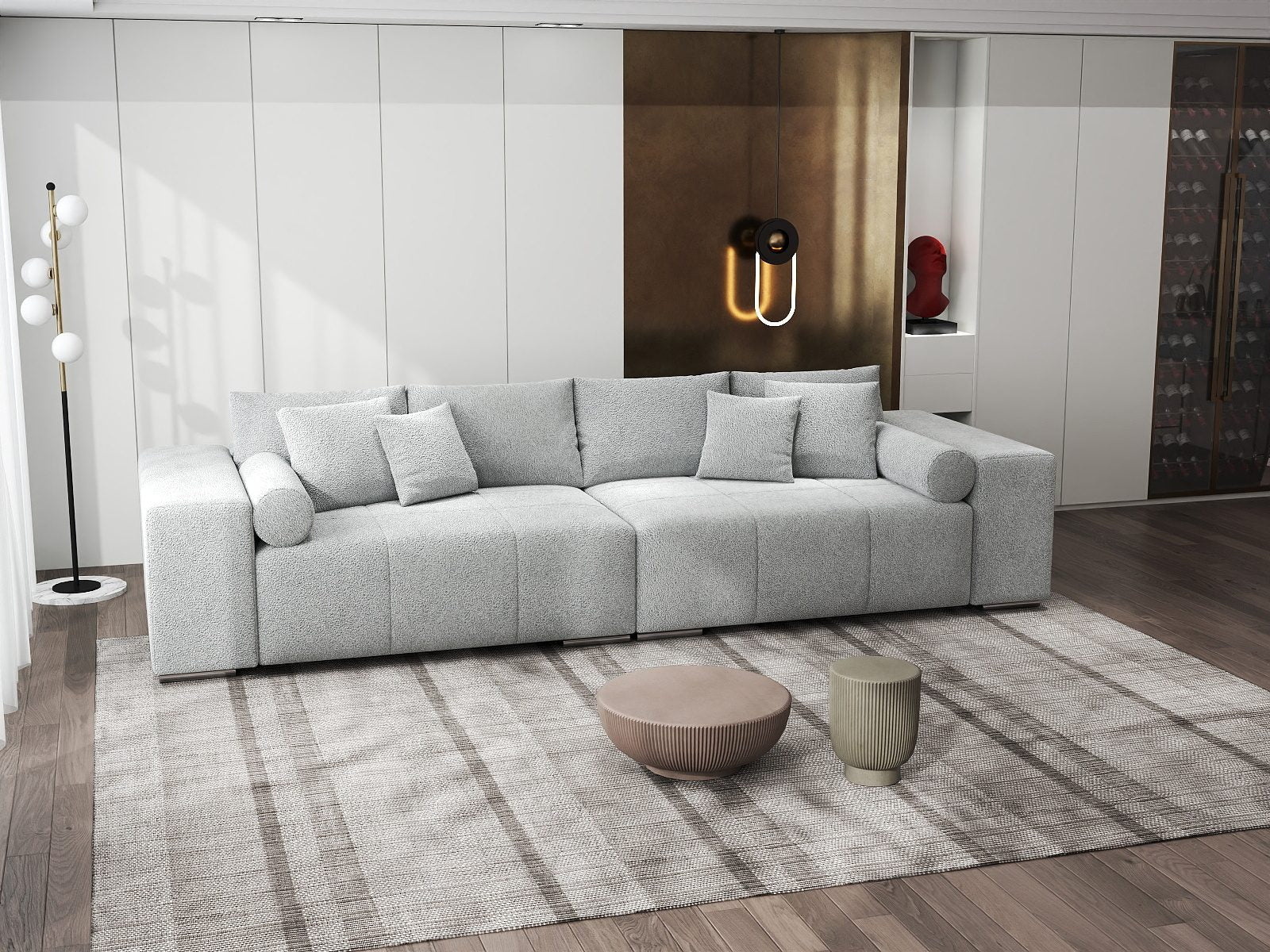 Canapea extensibilă dumonde cu ladă de depozitare si sezut confortabil din spuma high-density, Marbela XXL Quelle Gri 83 290x100 cm