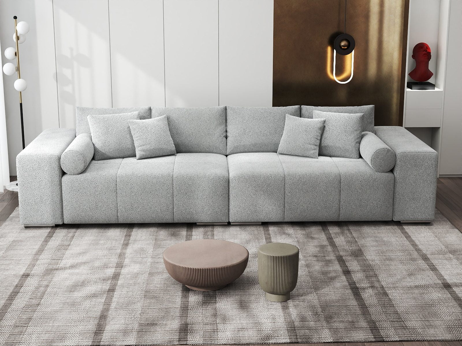 Canapea extensibilă dumonde cu ladă de depozitare si sezut confortabil din spuma high-density, Marbela XXL Quelle Gri 83 290x100 cm