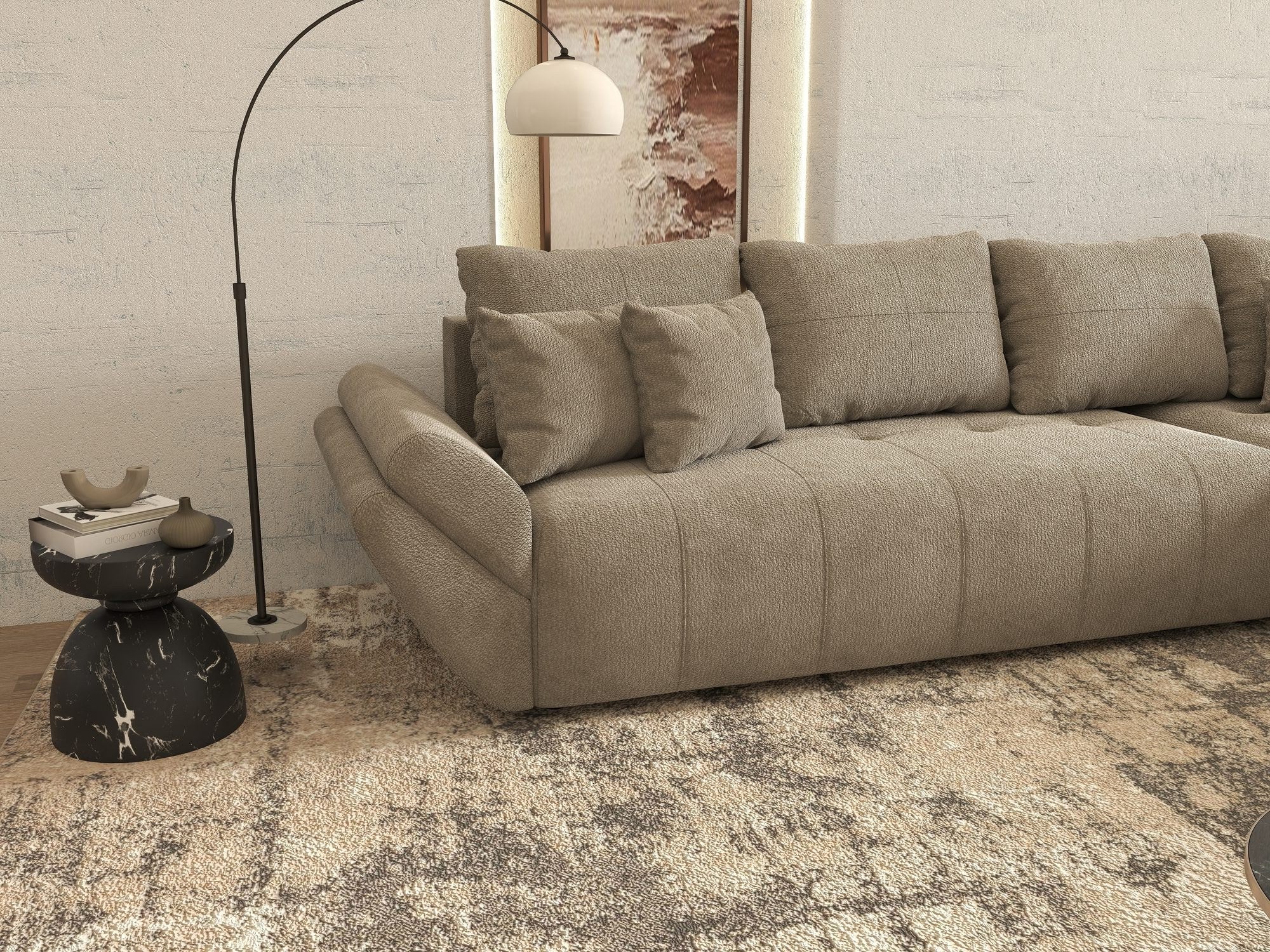 Colțar extensibil dumonde cu ladă de depozitare si sezut confortabil din spuma high-density, Berlin XL Vibe Maro 21 II 350x185 cm