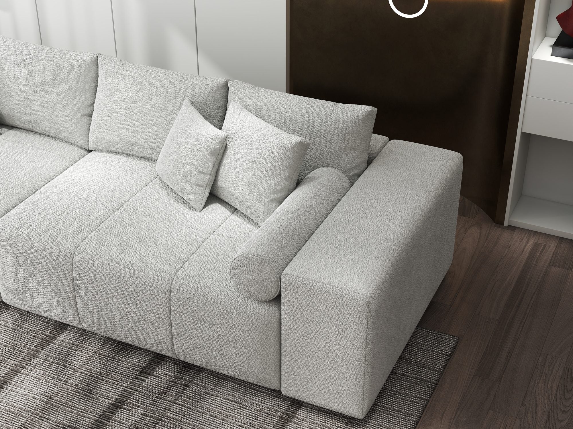 Canapea extensibilă dumonde cu ladă de depozitare si sezut confortabil din spuma high-density, Marbela XXL Vibe Bej 03 290x100 cm