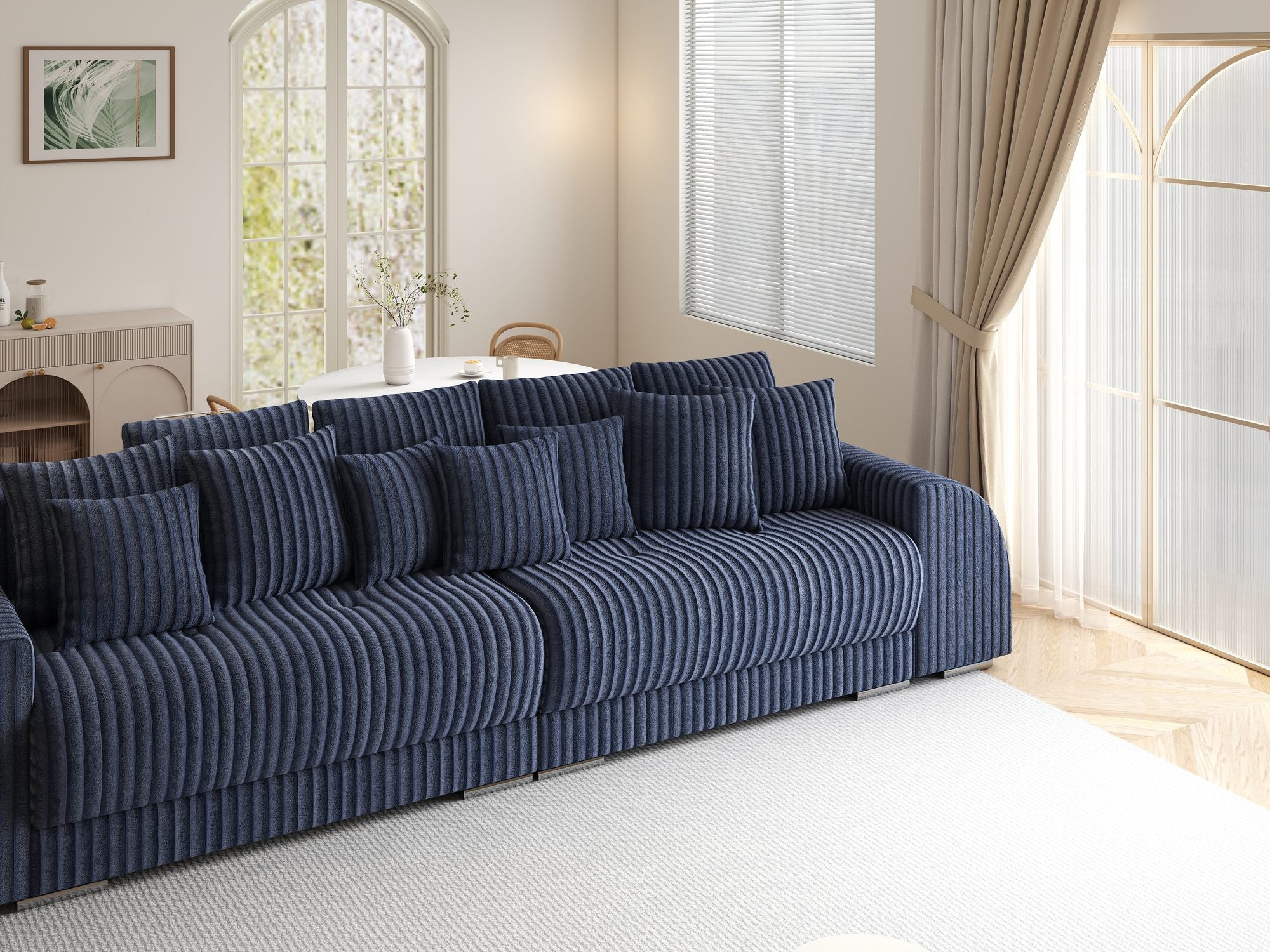 Canapea extensibilă dumonde cu 2 lăzi de depozitare si sezut confortabil din spuma high-density, Verona Tilia Albastru 77 310x100 cm