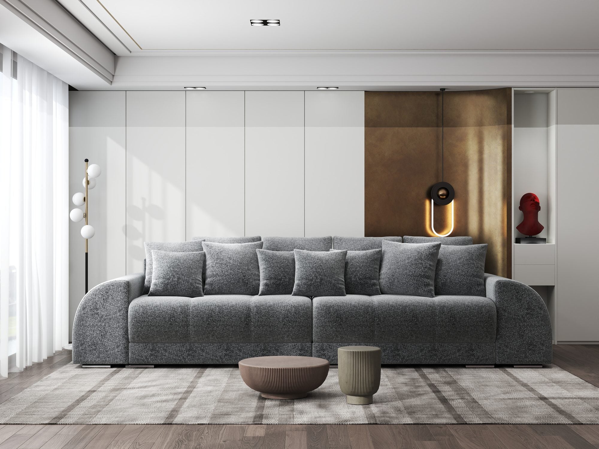 Canapea extensibilă dumonde cu 2 lăzi de depozitare si sezut confortabil din spuma high-density, Verona Monte Gri 90 310x100 cm